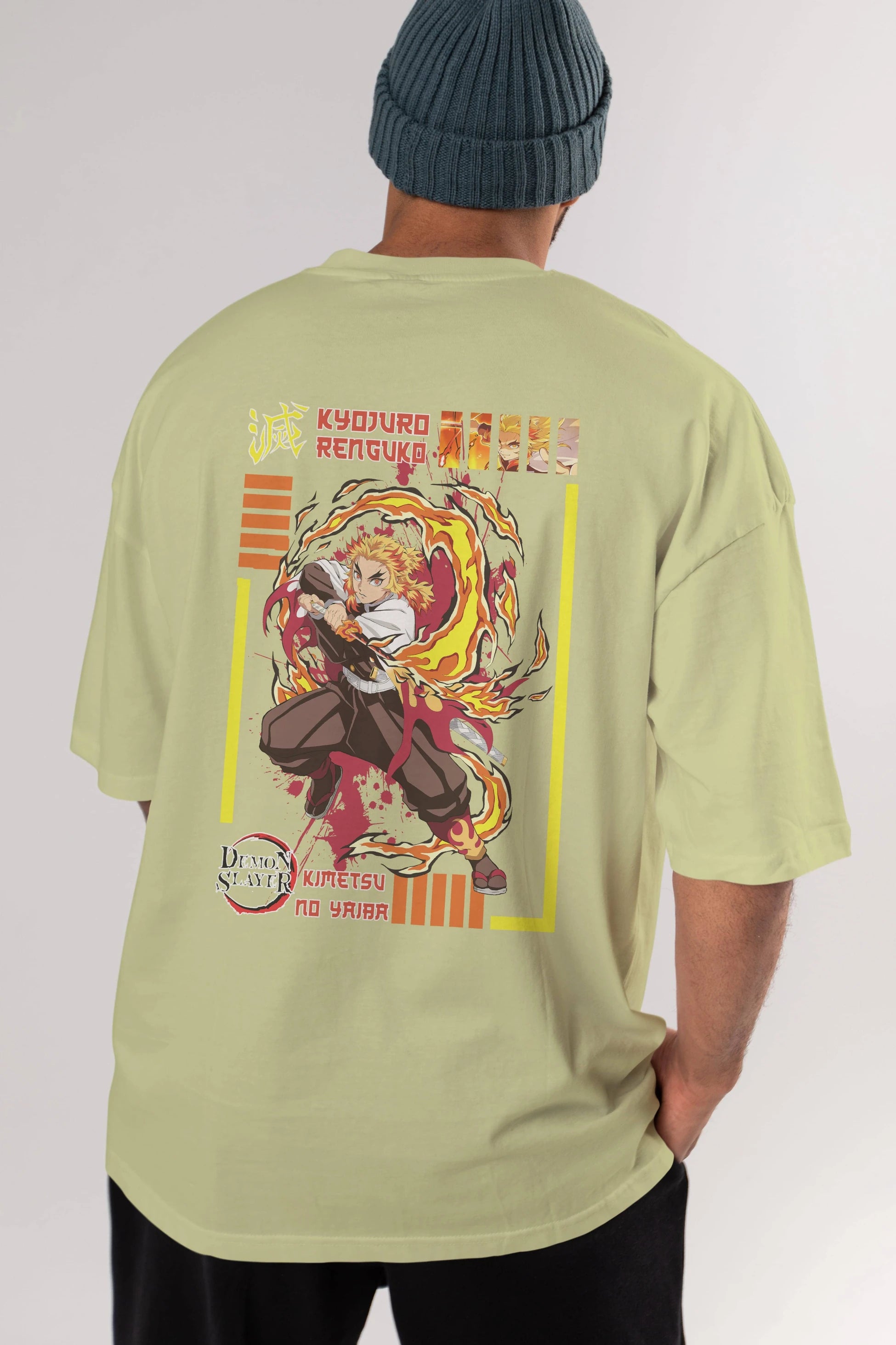 KYOJURO RENGOKU Anime Arka Baskılı Oversize t-shirt Erkek Kadın Unisex