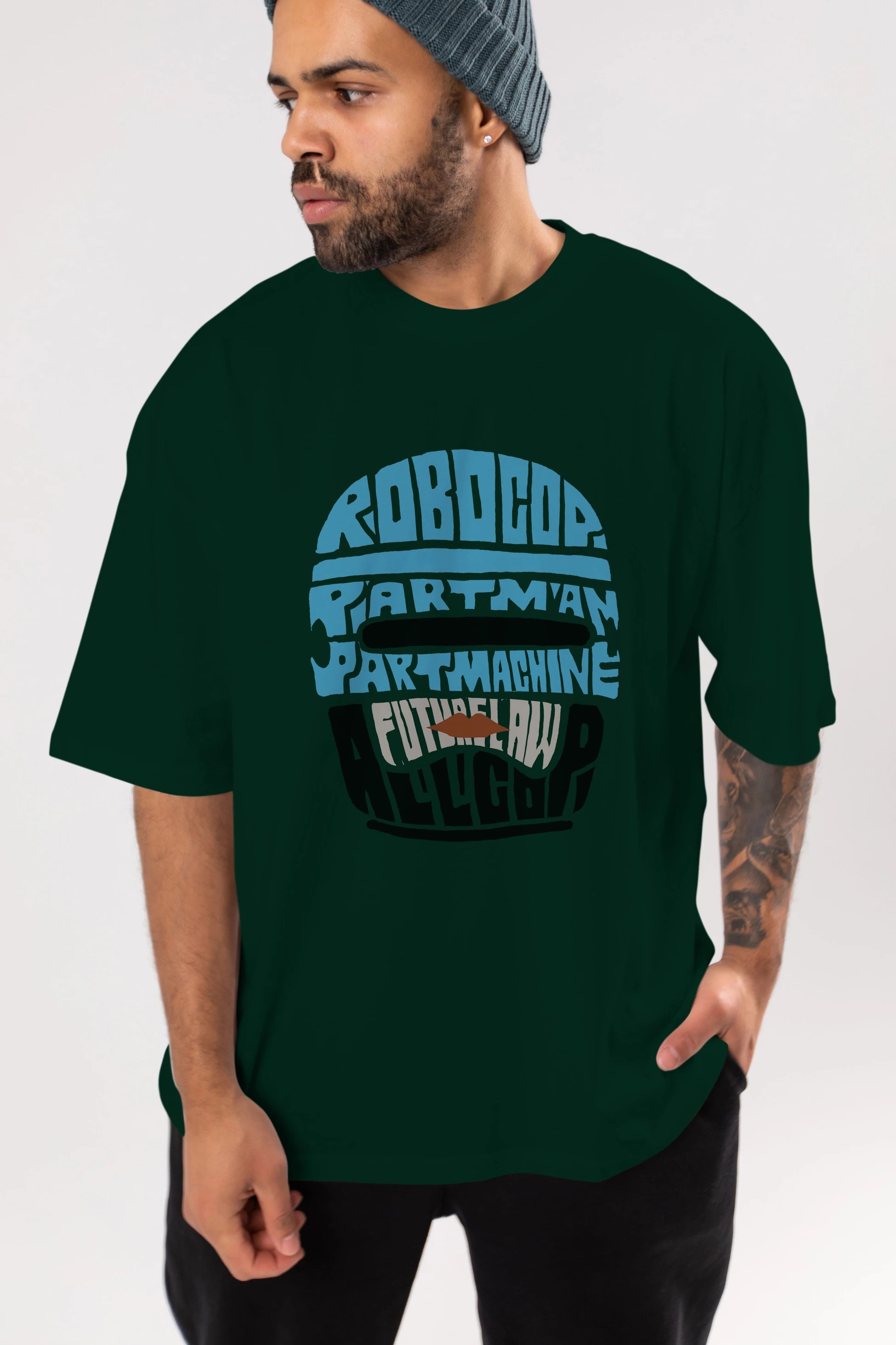 Robocop Ön Baskılı Oversize t-shirt %100 pamuk Erkek Kadın Unisex