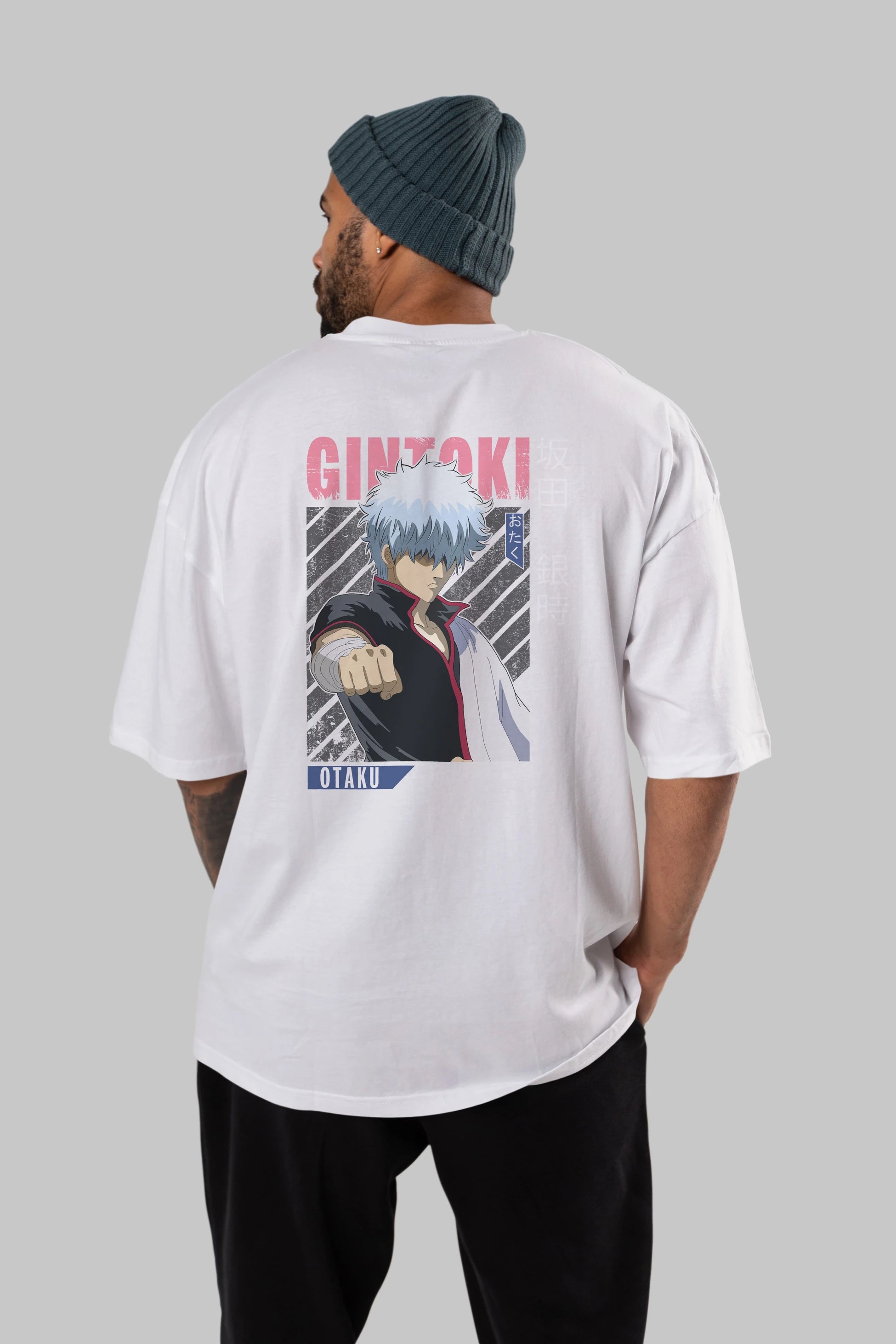 Gintoki Sakata GINTAMA 2 Anime Arka Baskılı Oversize t-shirt Erkek Kadın Unisex