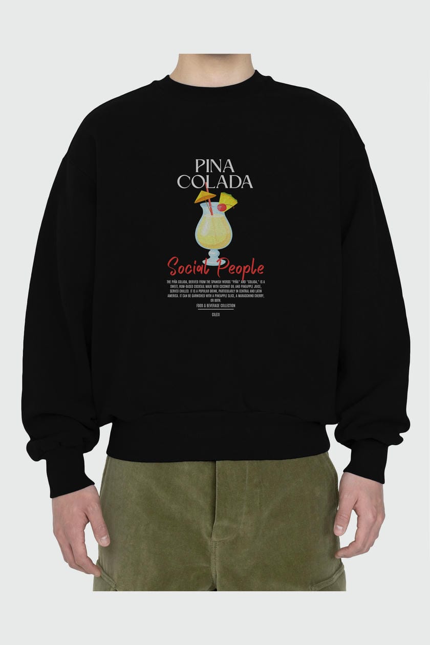 Pina Colada ön Baskılı Oversize Sweatshirt Erkek Kadın Unisex