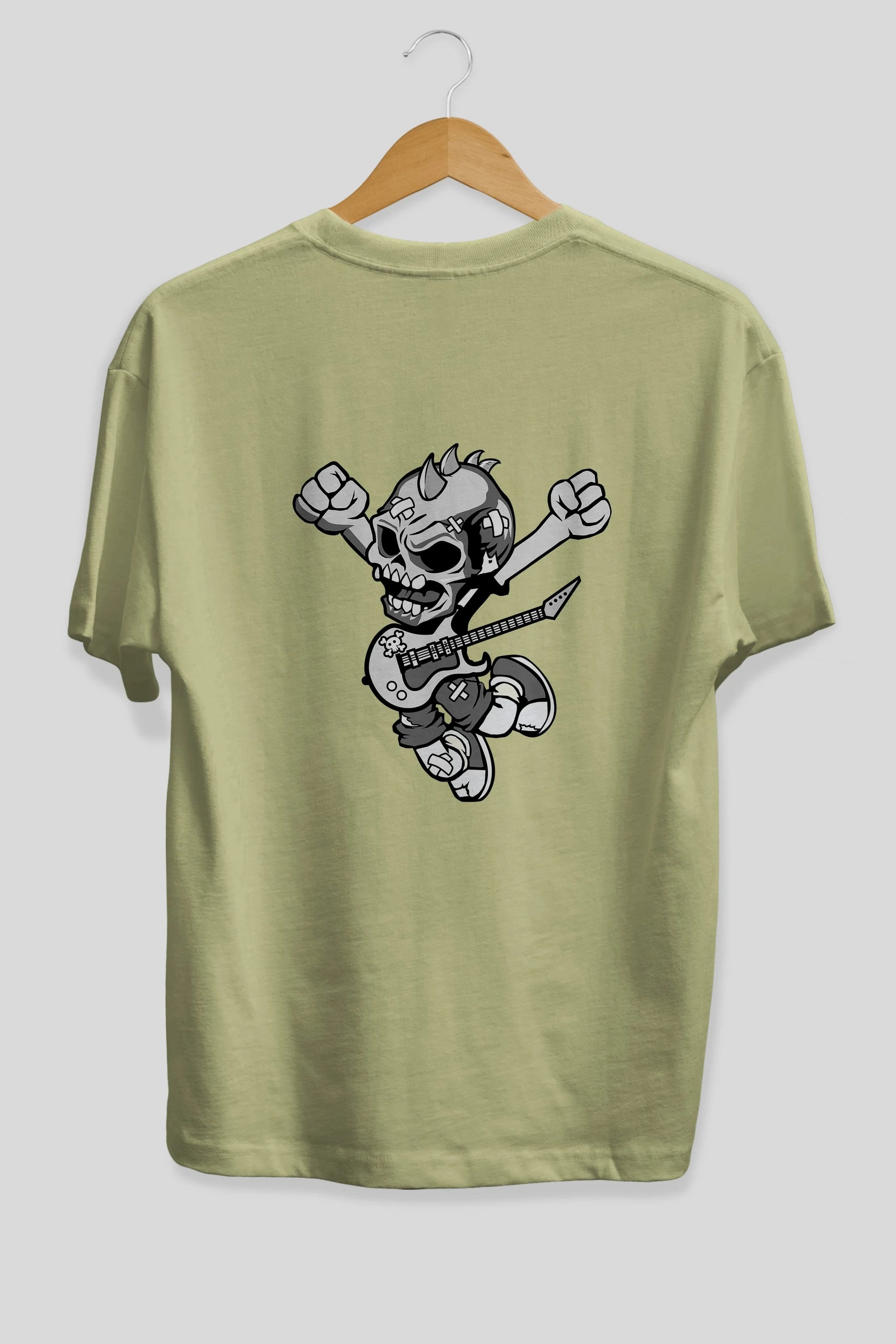 Punk Rocker Metal Guitar Arka Baskılı Oversize t-shirt Erkek Kadın Unisex %100 Pamuk tişort