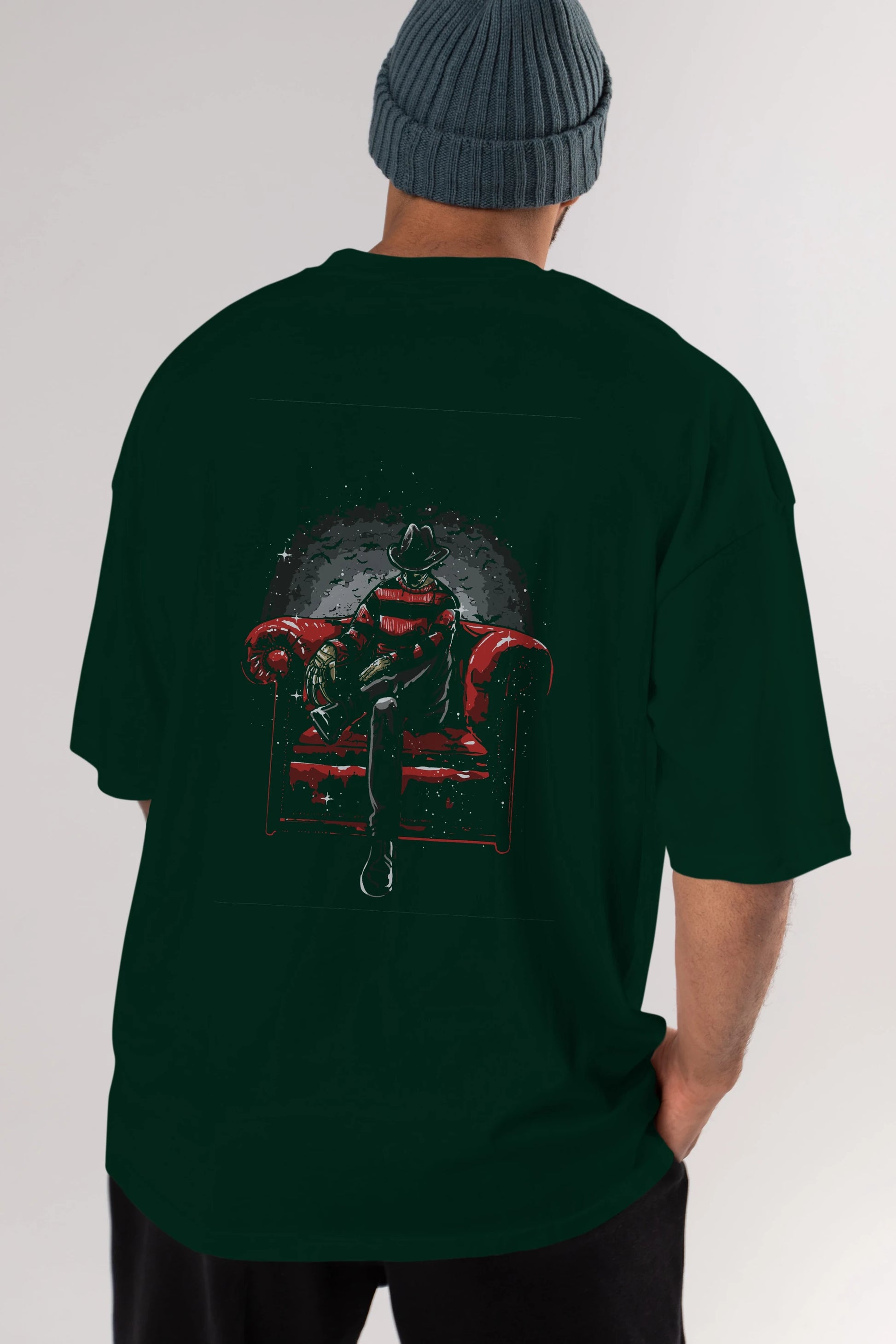 Nightmare Side Arka Baskılı Oversize t-shirt Erkek Kadın Unisex %100 Pamuk