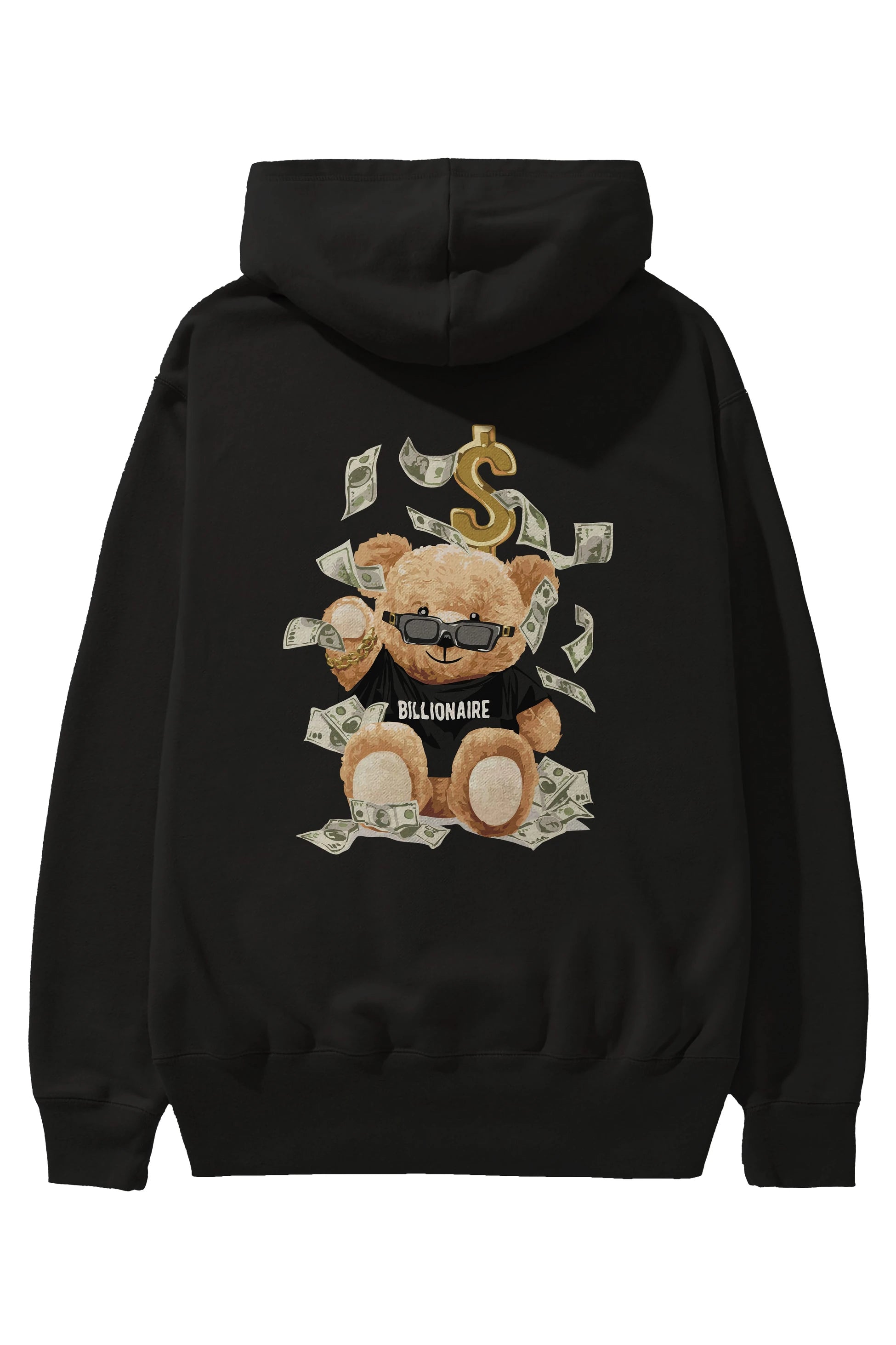 Teddy Bear Billionaire Arka Baskılı Hoodie Oversize Kapüşonlu Sweatshirt Erkek Kadın Unisex