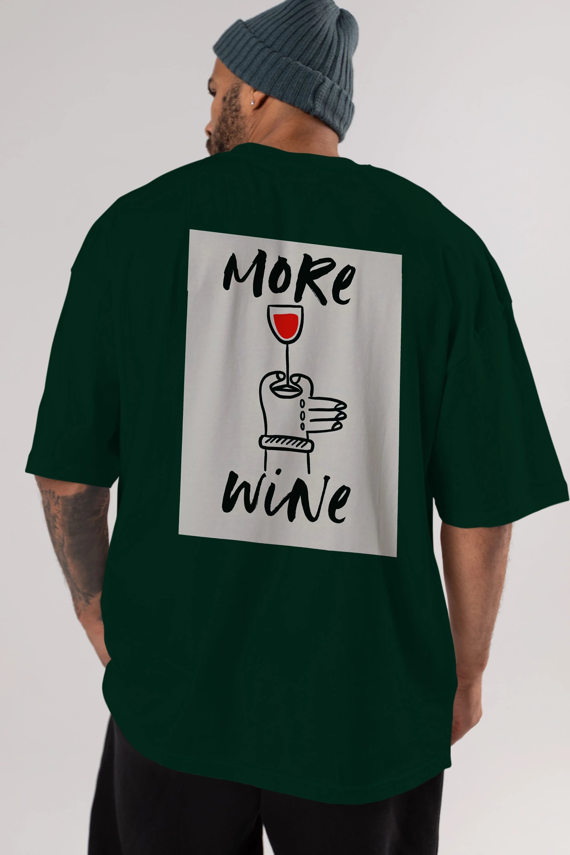 More Wine 2 Arka Baskılı Oversize t-shirt Erkek Kadın Unisex %100 Pamuk Bisiklet Yaka tişort