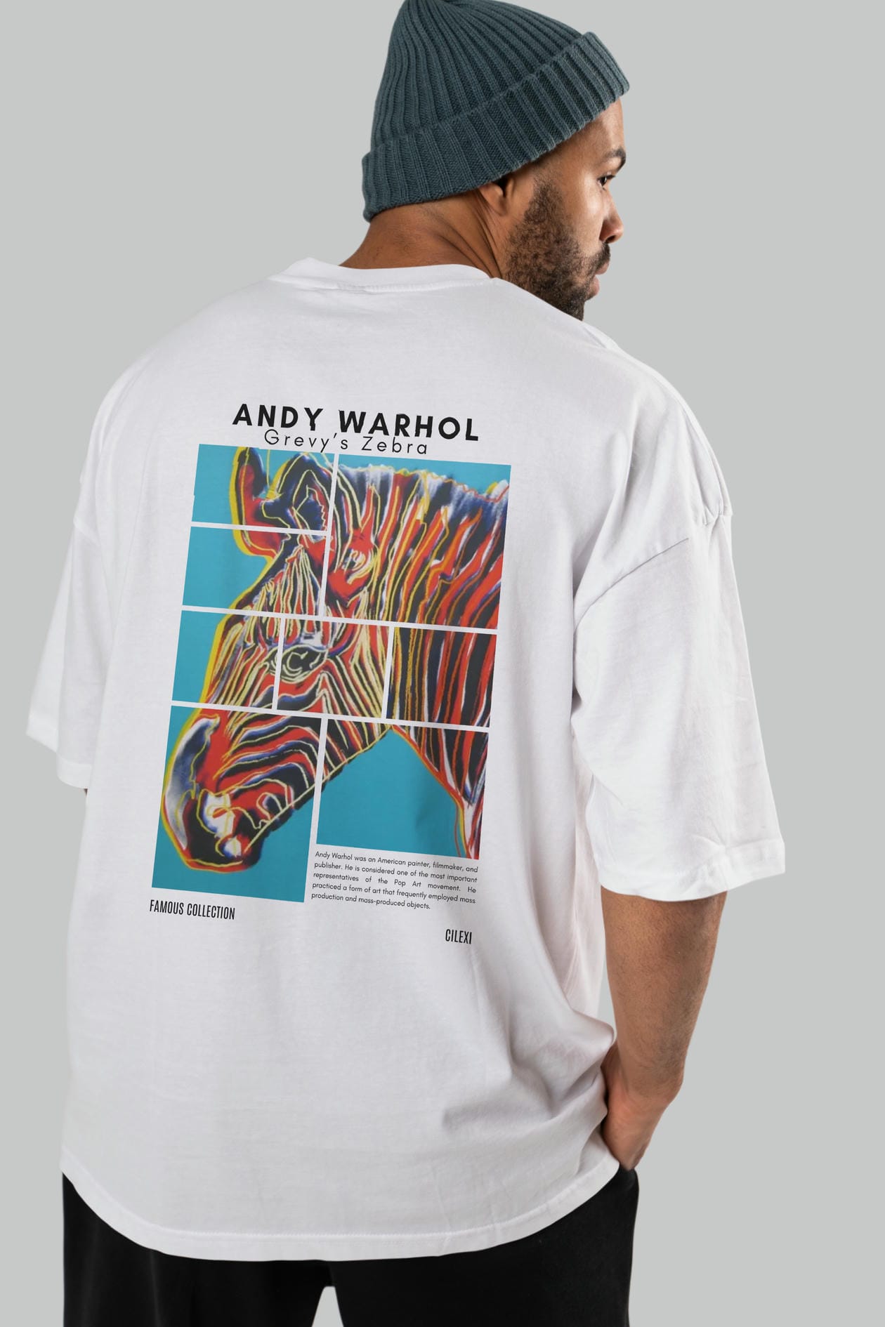 Andy Warhol Arka Baskılı Oversize t-shirt Erkek Kadın Bisiklet Yaka Pamuk tişort