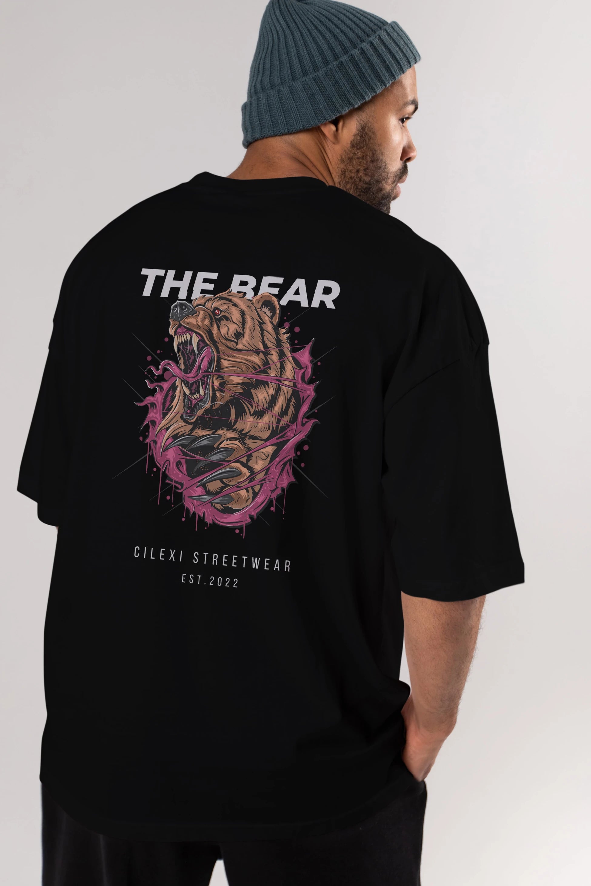 The Bear Arka Baskılı Oversize t-shirt Erkek Kadın Unisex