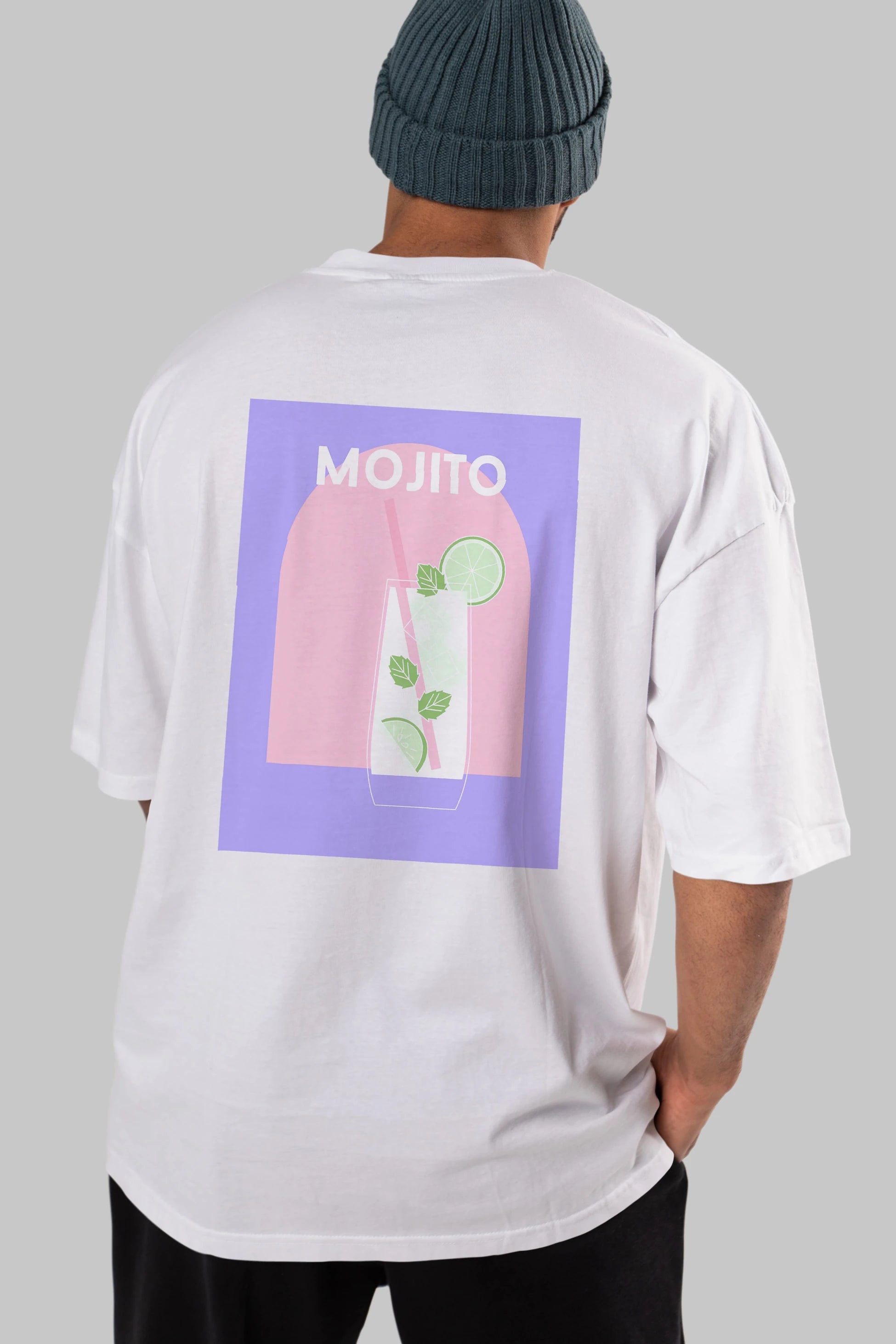 Mojito 2 Arka Baskılı Oversize t-shirt Erkek Kadın Unisex %100 Pamuk Bisiklet Yaka tişort