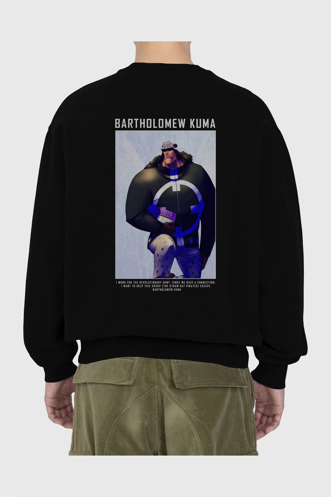 Bartholomew Kuma Arka Baskılı Anime Oversize Sweatshirt Erkek Kadın Unisex