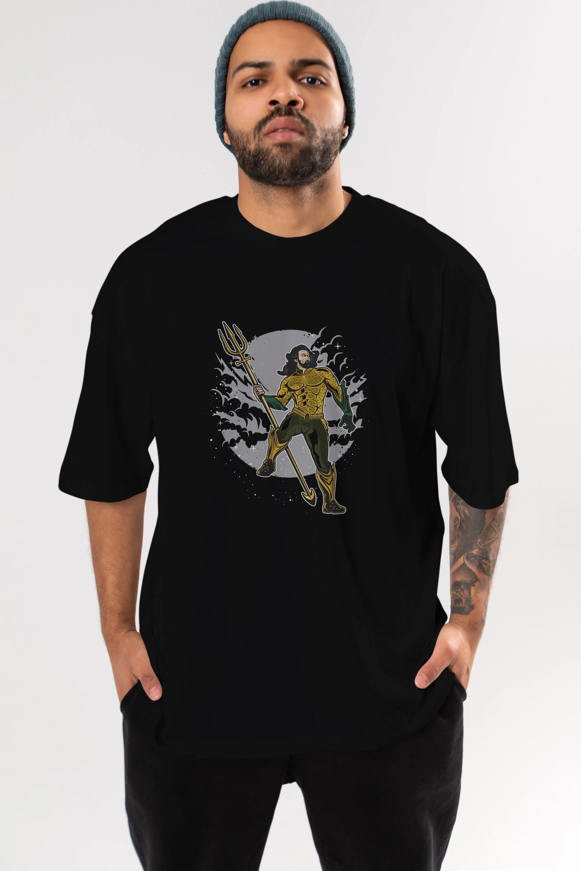 AQUAMAN Ön Baskılı Oversize t-shirt Erkek Kadın Unisex %100 Pamuk tişort