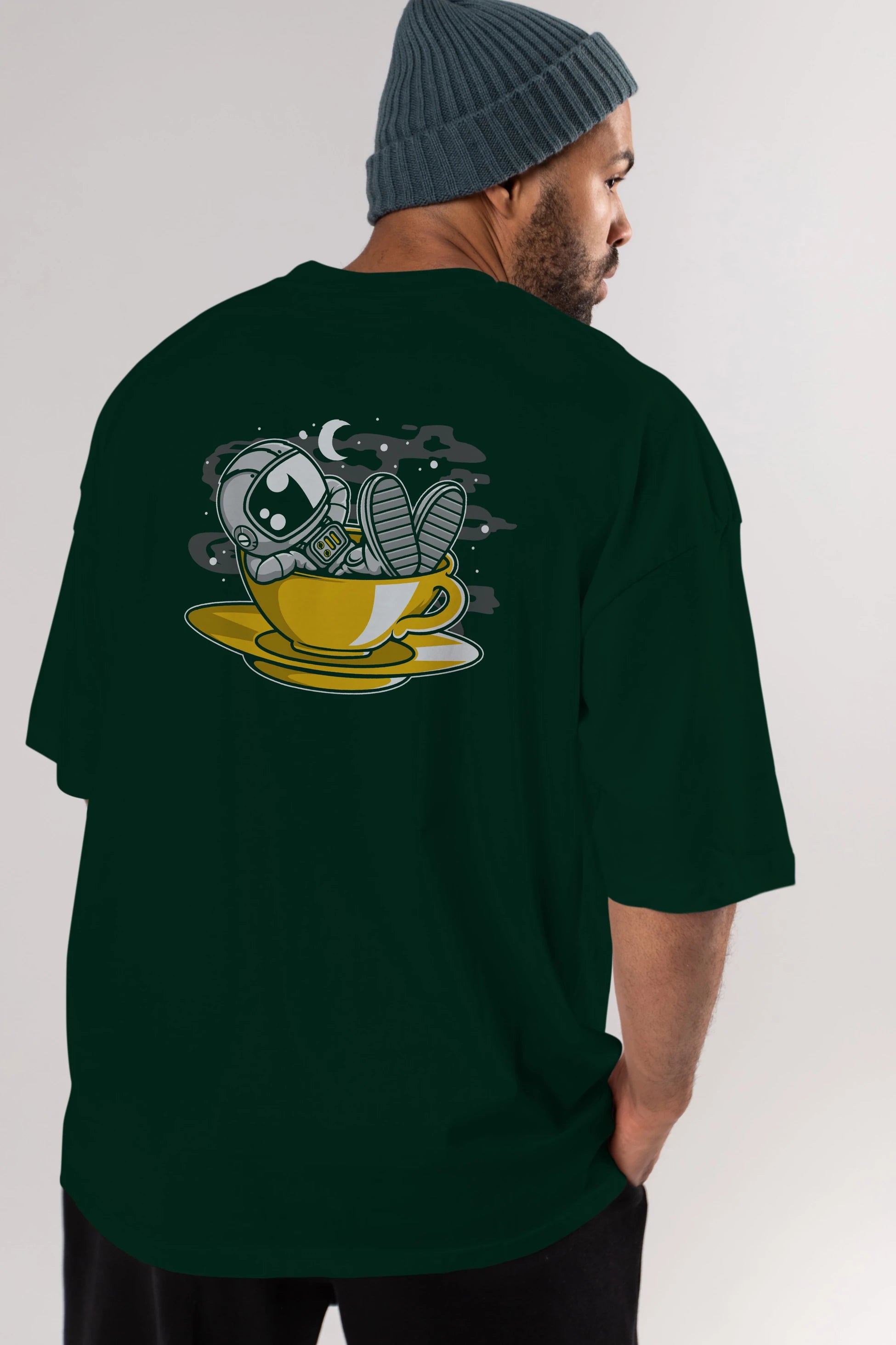 Astronaut Relax Arka Baskılı Oversize t-shirt Erkek Kadın Unisex
