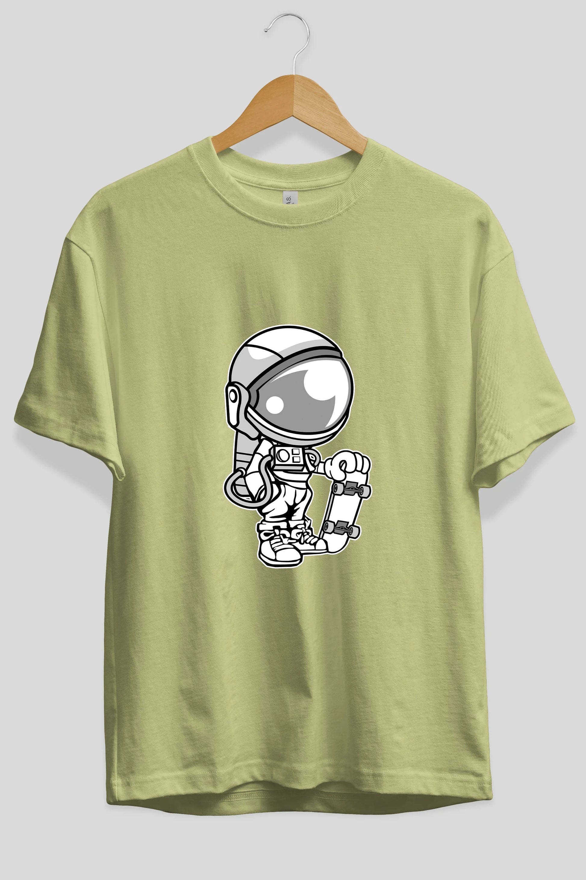 Astronaut Skaterboy Ön Baskılı Oversize t-shirt Erkek Kadın Unisex %100 Pamuk tişort