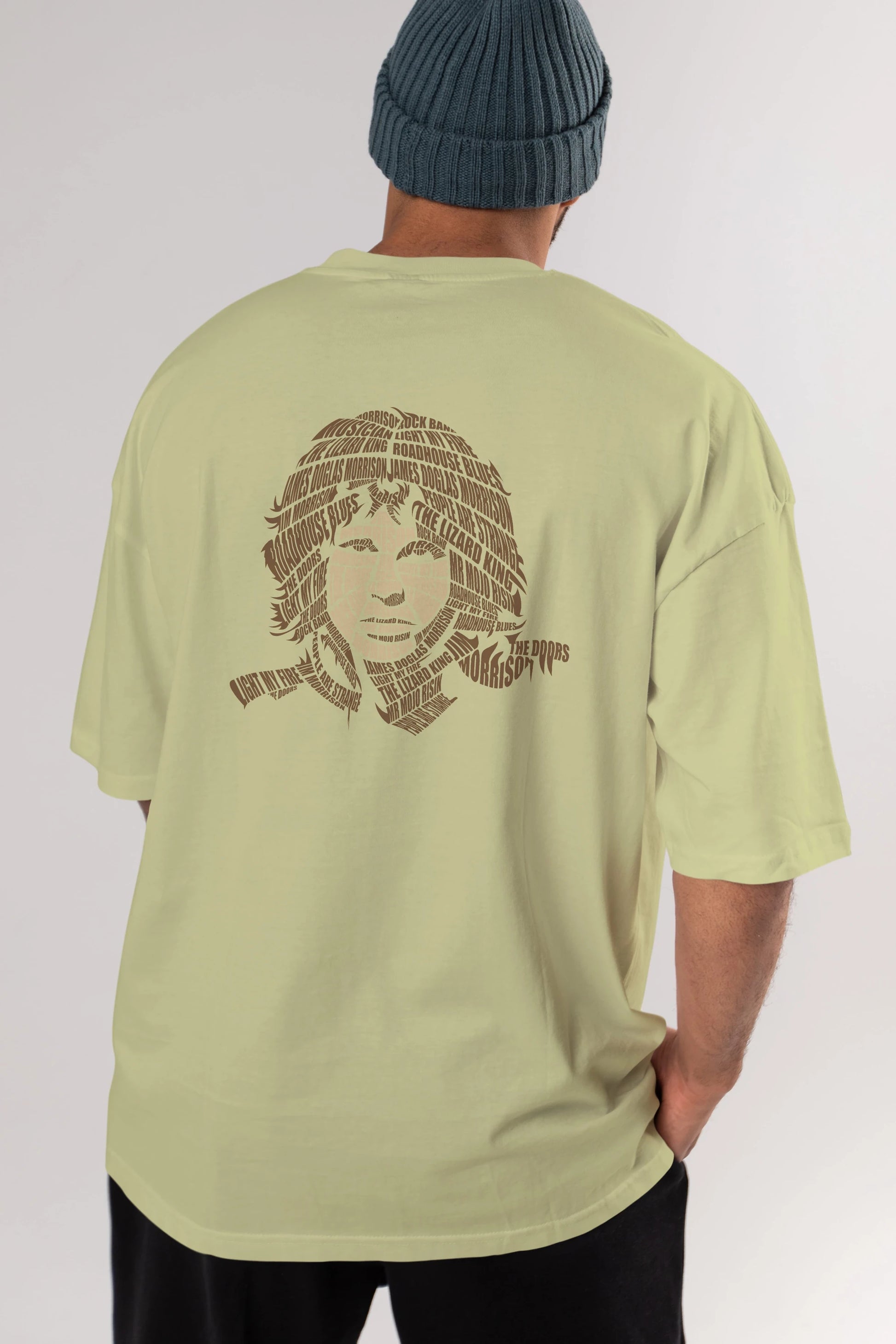 Jim Morrison Calligram Arka Baskılı Oversize t-shirt %100 pamuk Erkek Kadın Unisex