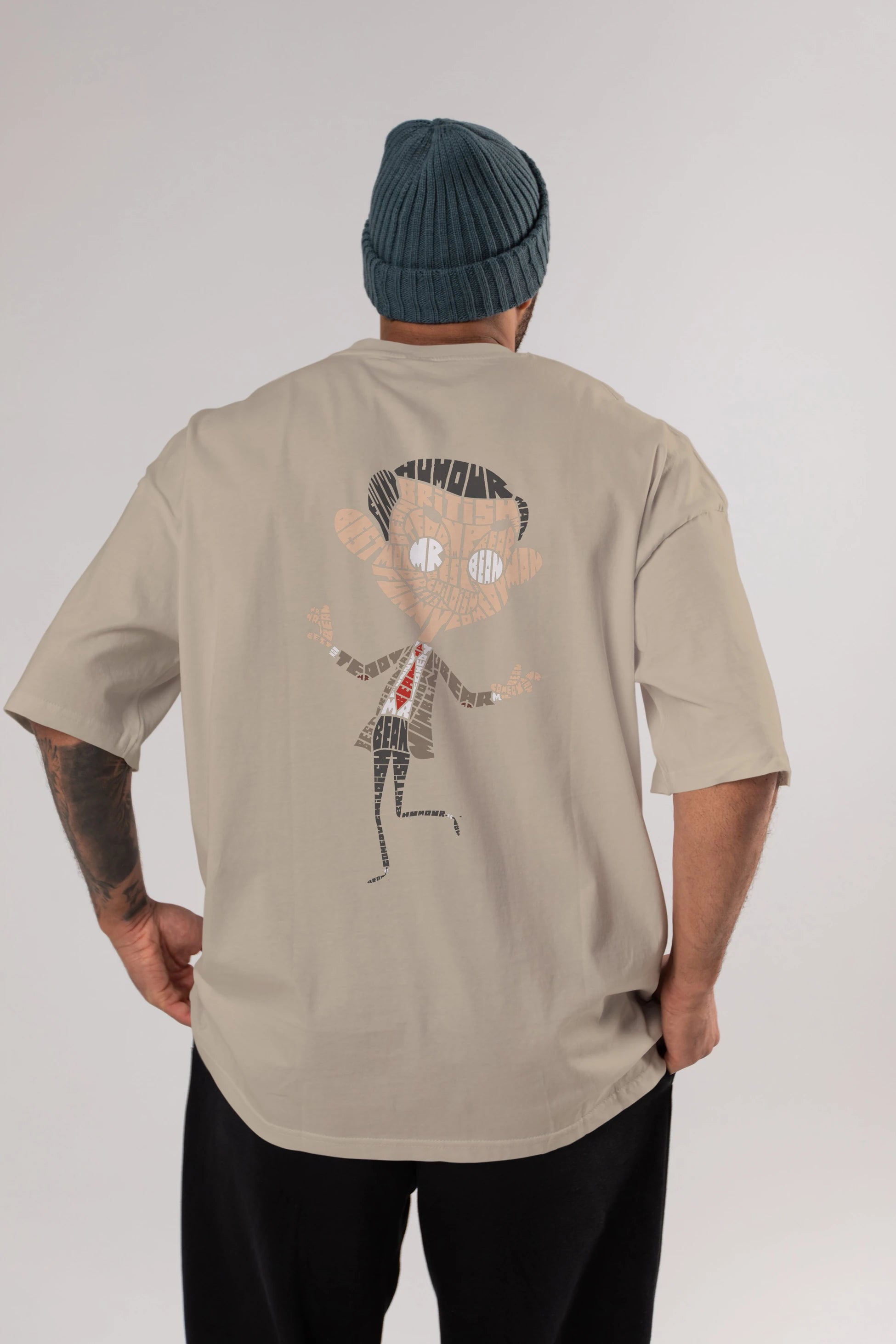 Mr Bean Arka Baskılı Oversize t-shirt %100 pamuk Erkek Kadın Unisex