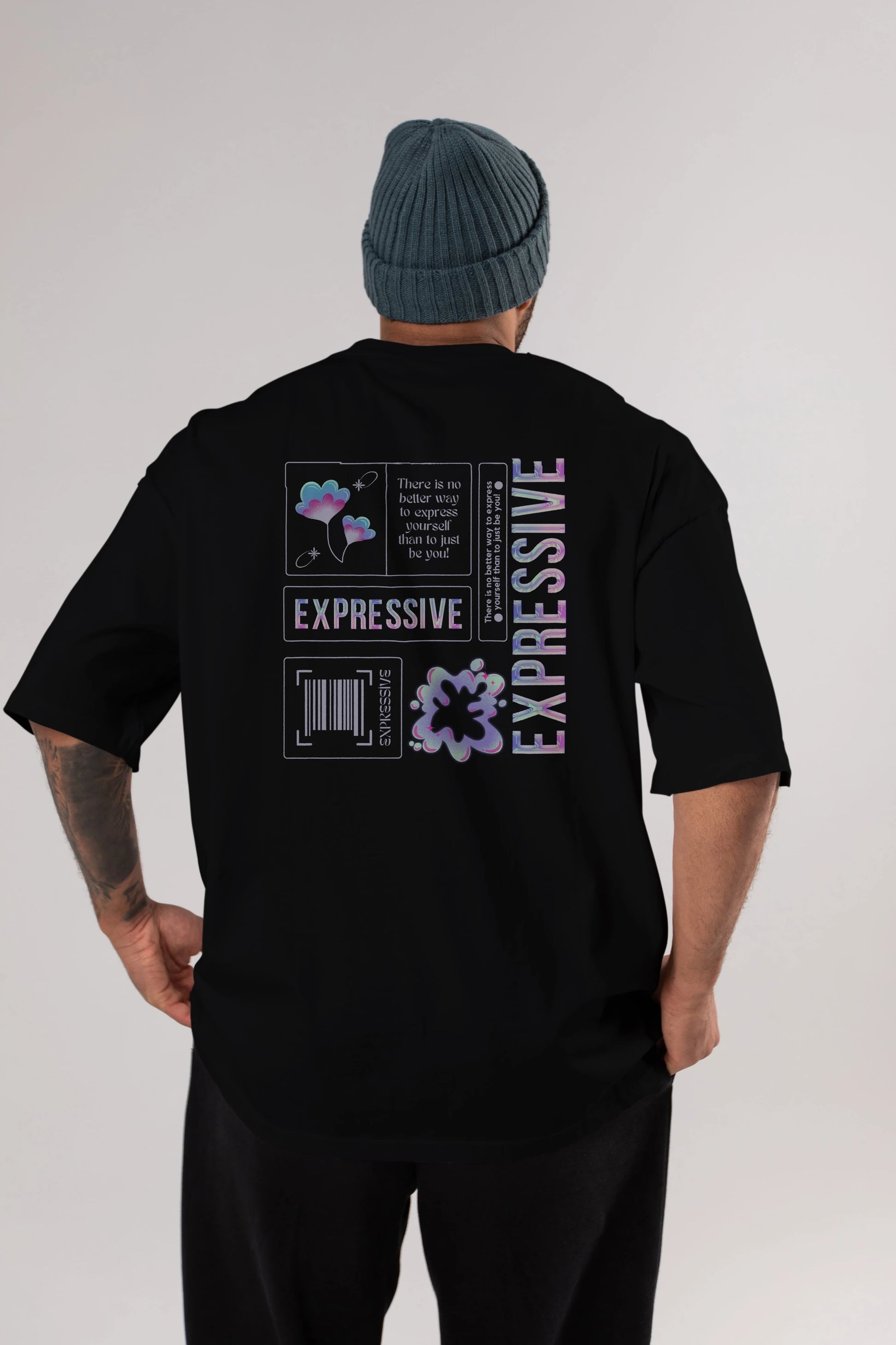 Expressive Streetwear Arka Baskılı Oversize t-shirt Erkek Kadın Unisex