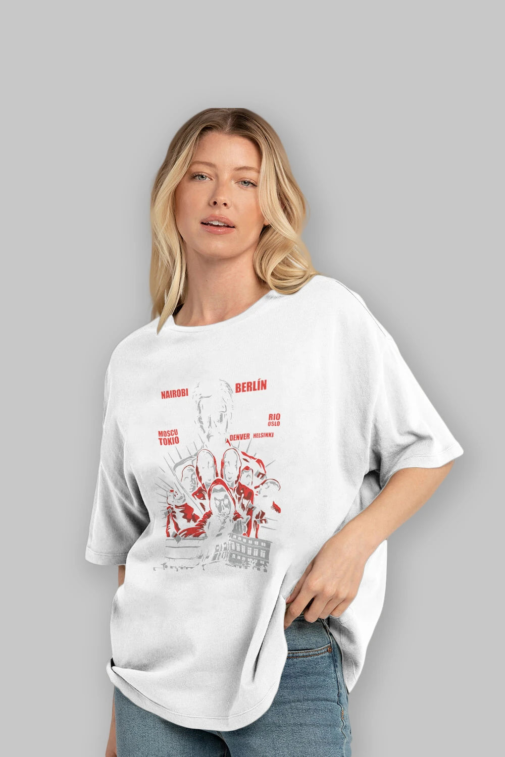 La Casa De Papel (2) Ön Baskılı Oversize t-shirt Erkek Kadın Unisex %100 Pamuk Bisiklet Yaka tişort