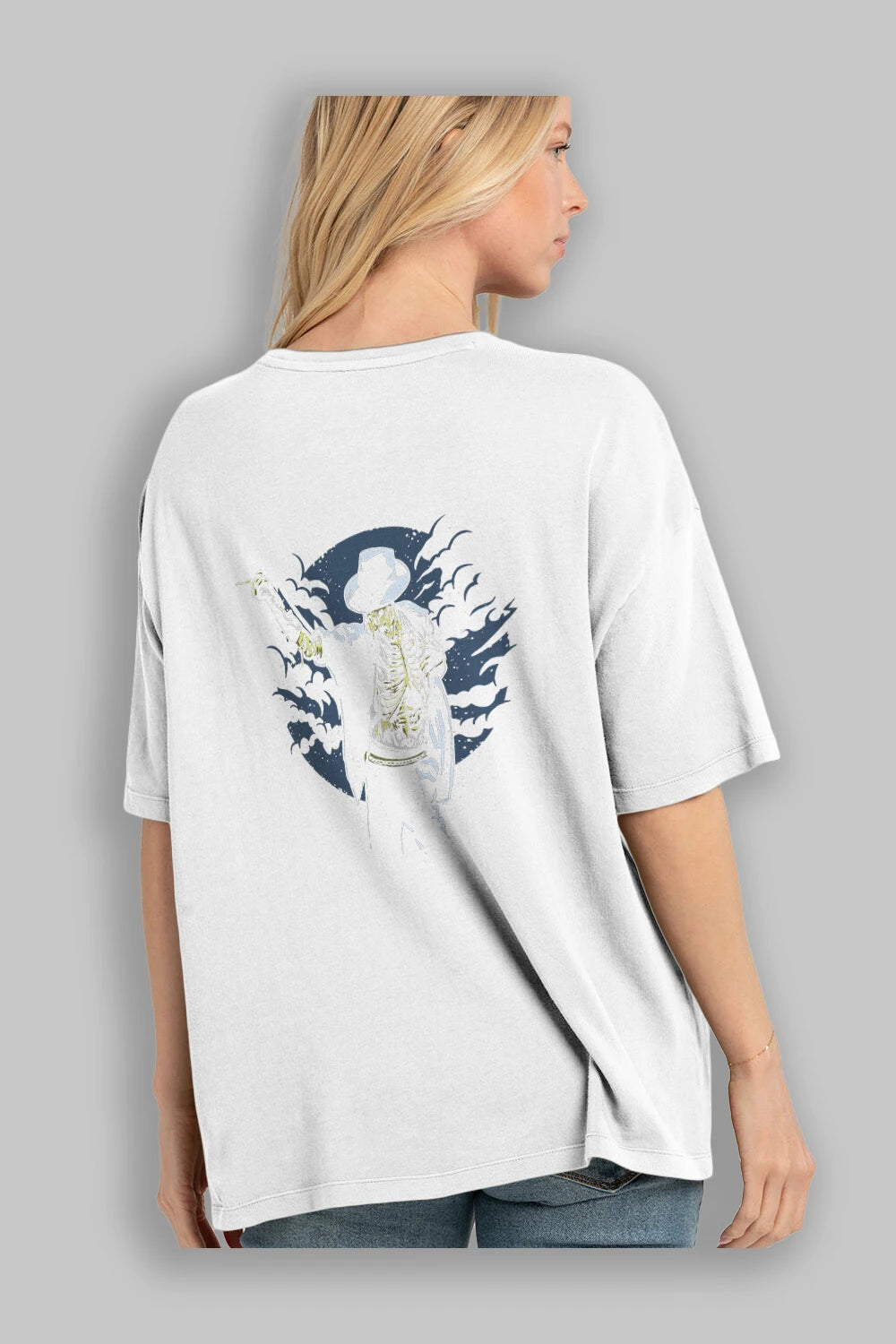 Zombie Pop Arka Baskılı Oversize t-shirt Erkek Kadın Unisex %100 Pamuk