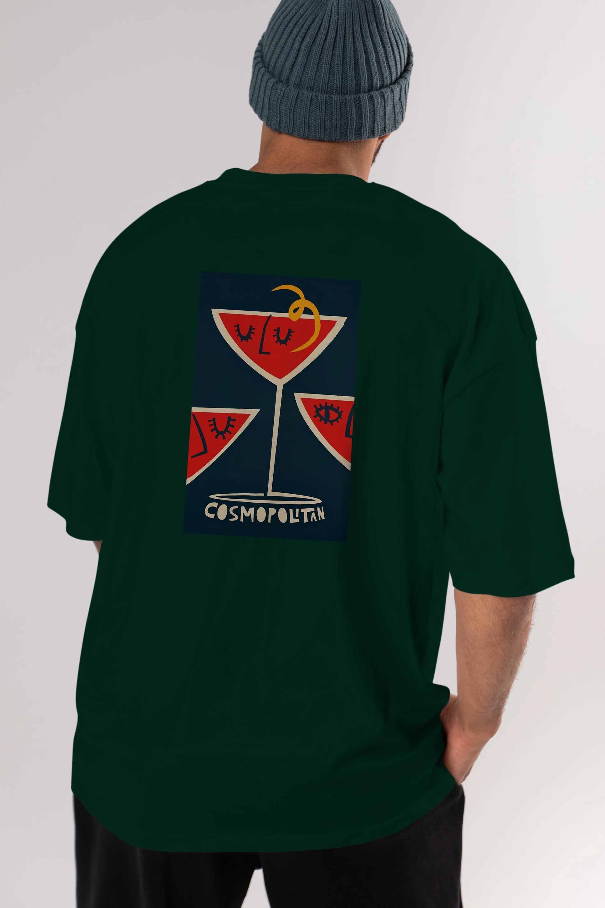 Cosmopolitan 4 Arka Baskılı Oversize t-shirt Erkek Kadın Unisex %100 Pamuk Bisiklet Yaka tişort