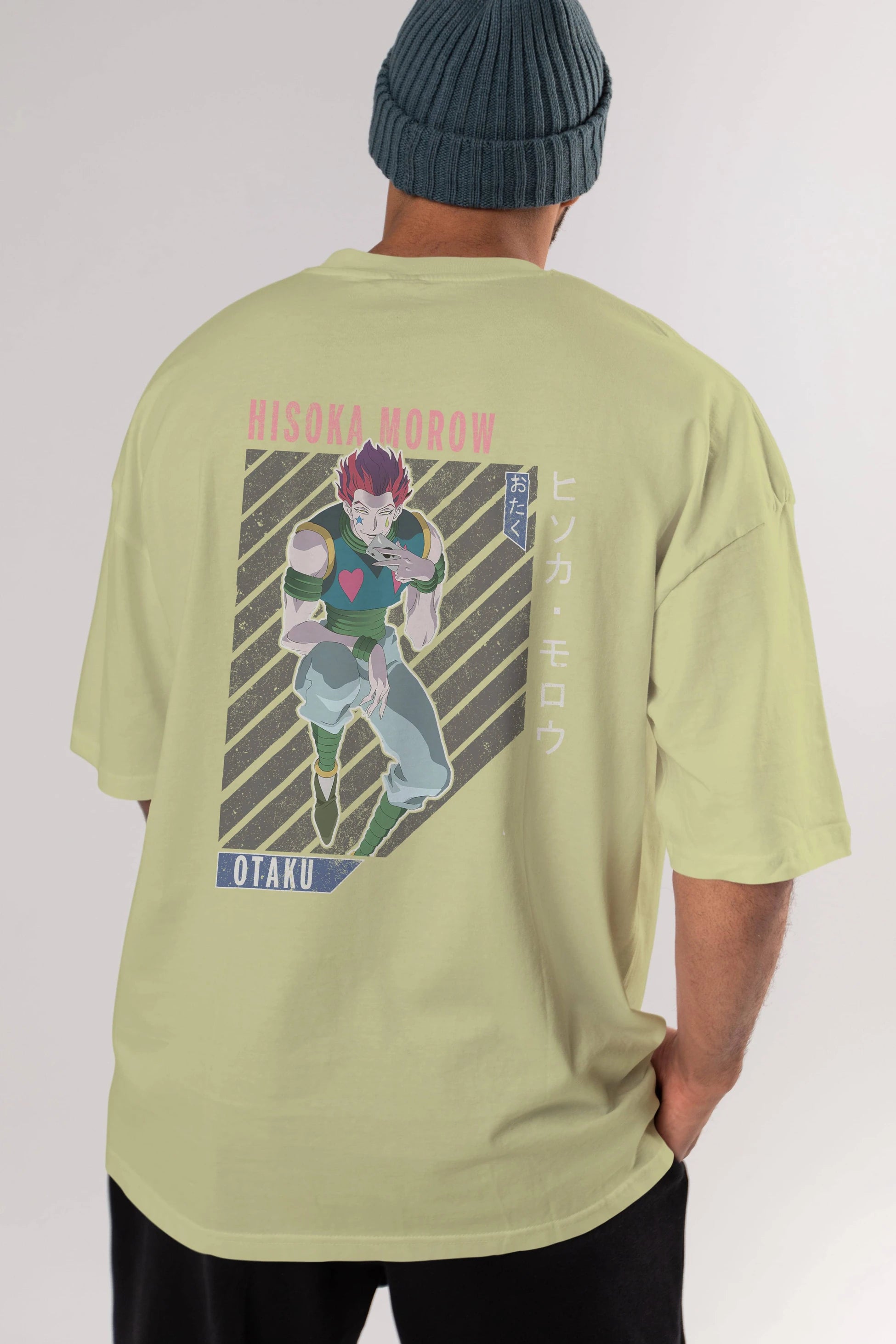 Hisoka Morow 2 2 Anime Arka Baskılı Oversize t-shirt Erkek Kadın Unisex