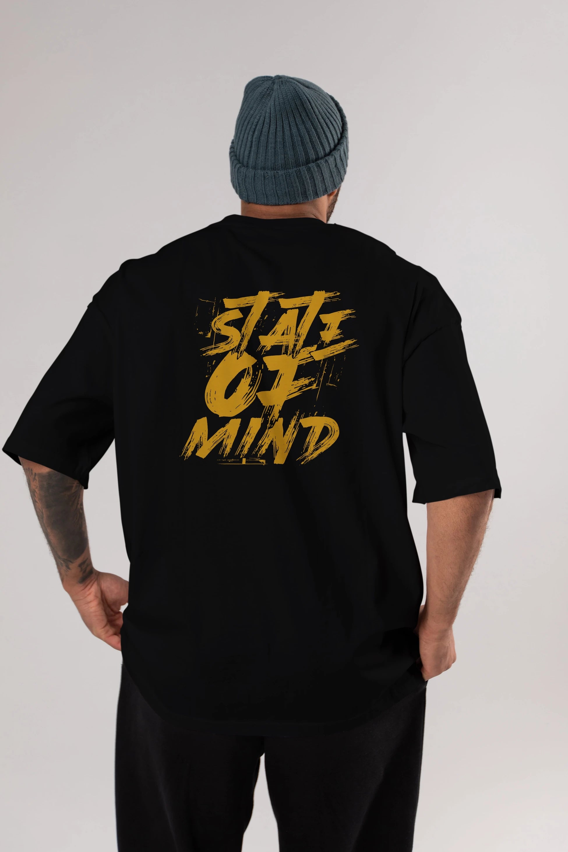 State on Mind Arka Baskılı Oversize t-shirt Erkek Kadın Unisex