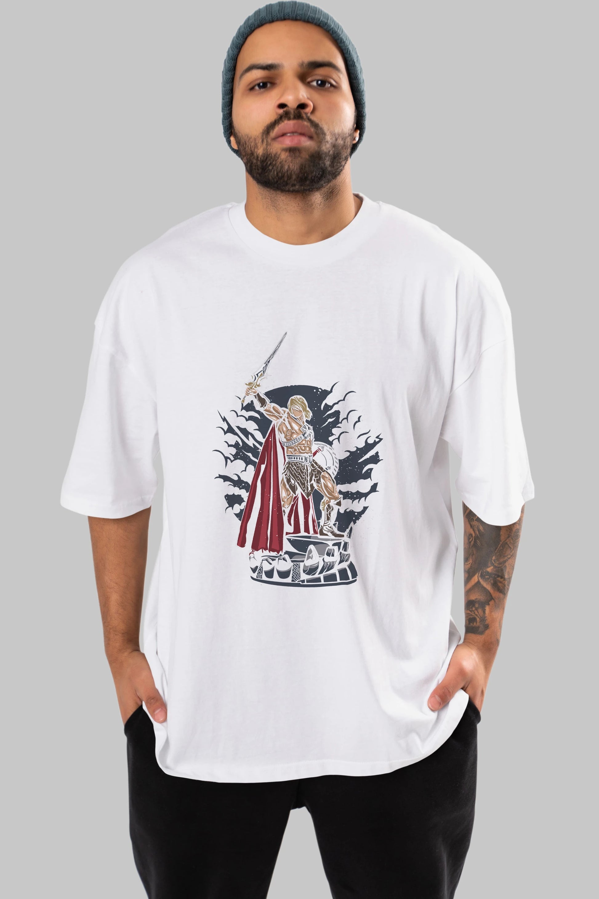 Warrior Ön Baskılı Oversize t-shirt Erkek Kadın Unisex %100 Pamuk tişort