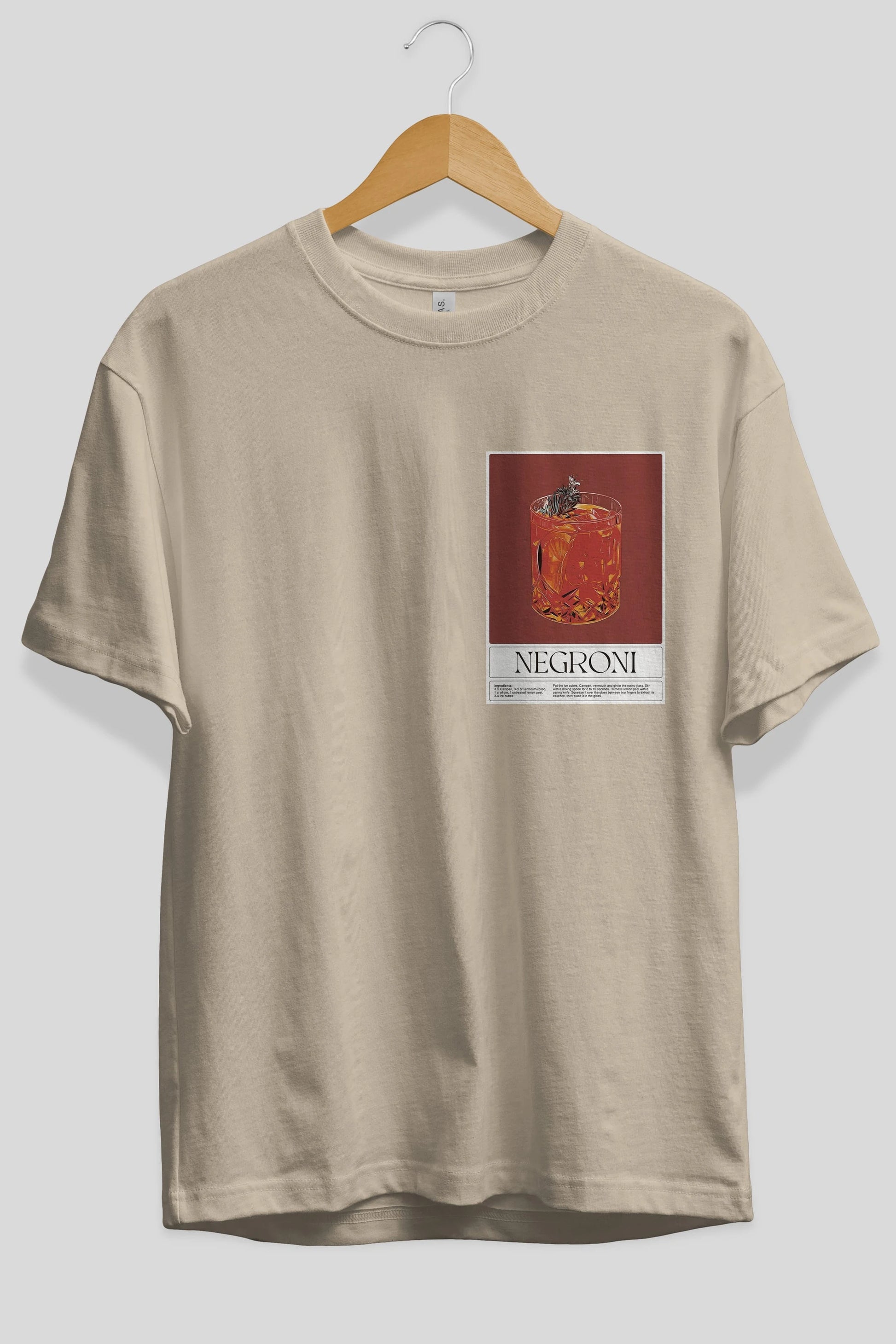 Negroni 2 Ön Sol Baskılı Oversize t-shirt Erkek Kadın Unisex %100 Pamuk Bisiklet Yaka tişort