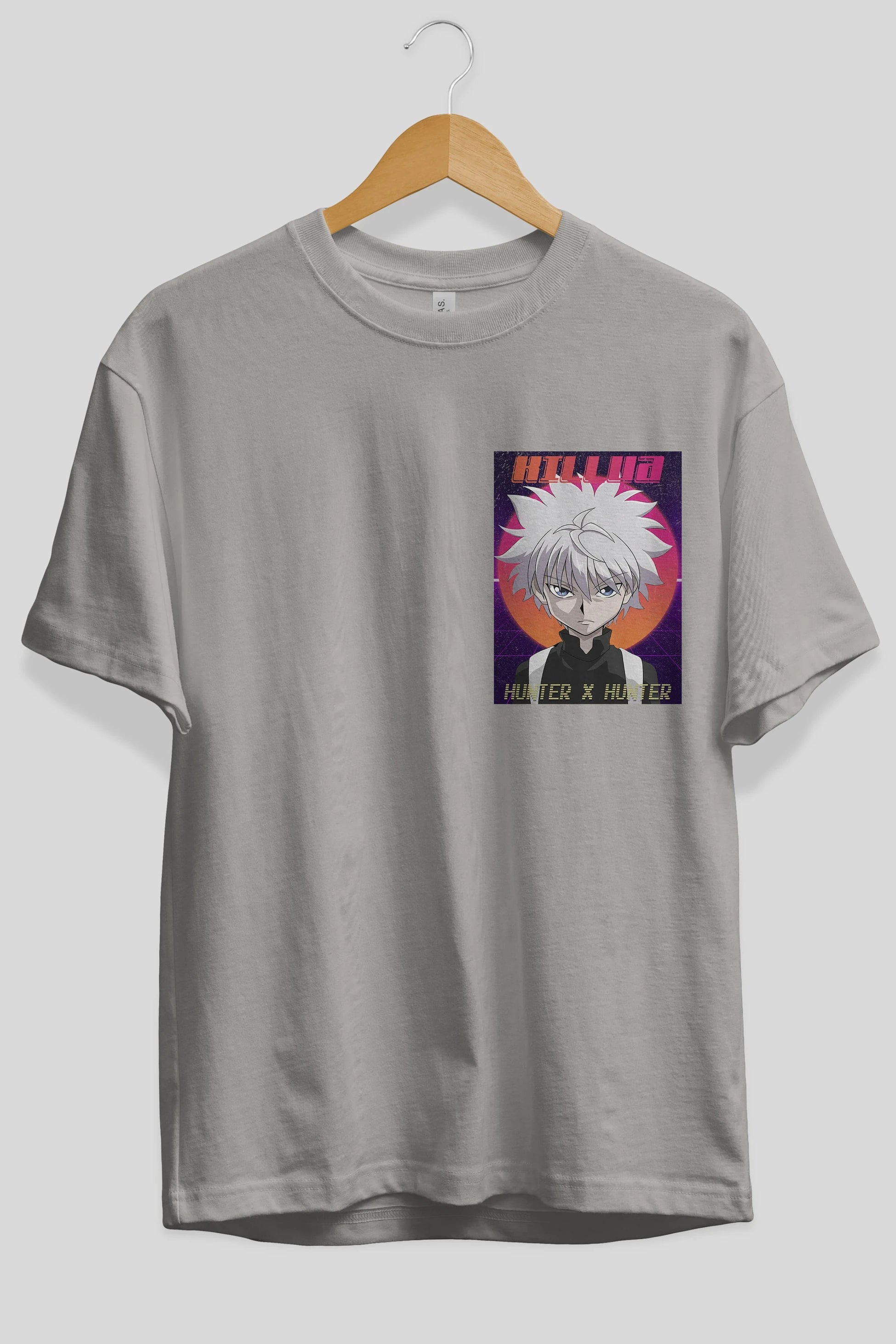 Killua Zoldyck 12 1 Ön Sol Baskılı Oversize t-shirt Erkek Kadın Unisex %100 Pamuk Bisiklet Yaka tişort