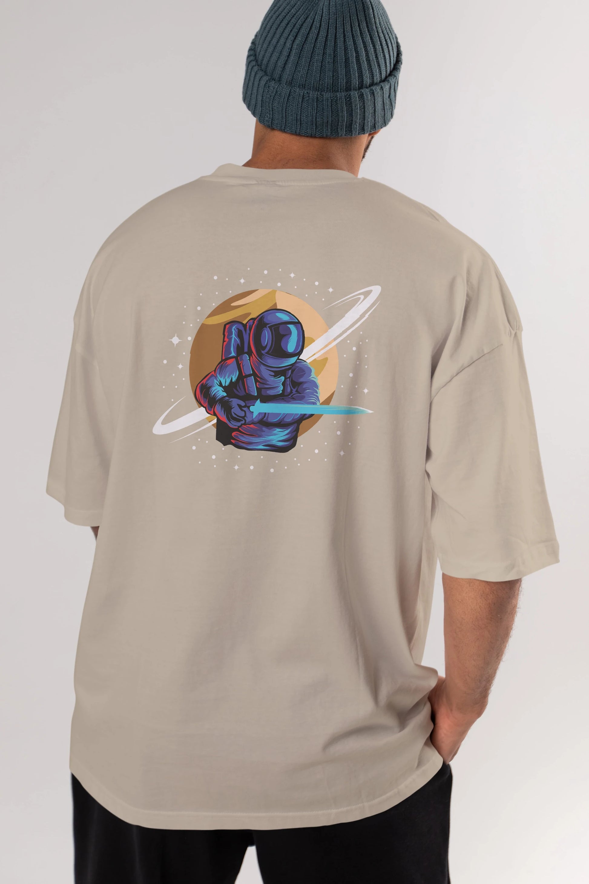 Astro Knight Arka Baskılı Oversize t-shirt Erkek Kadın Unisex