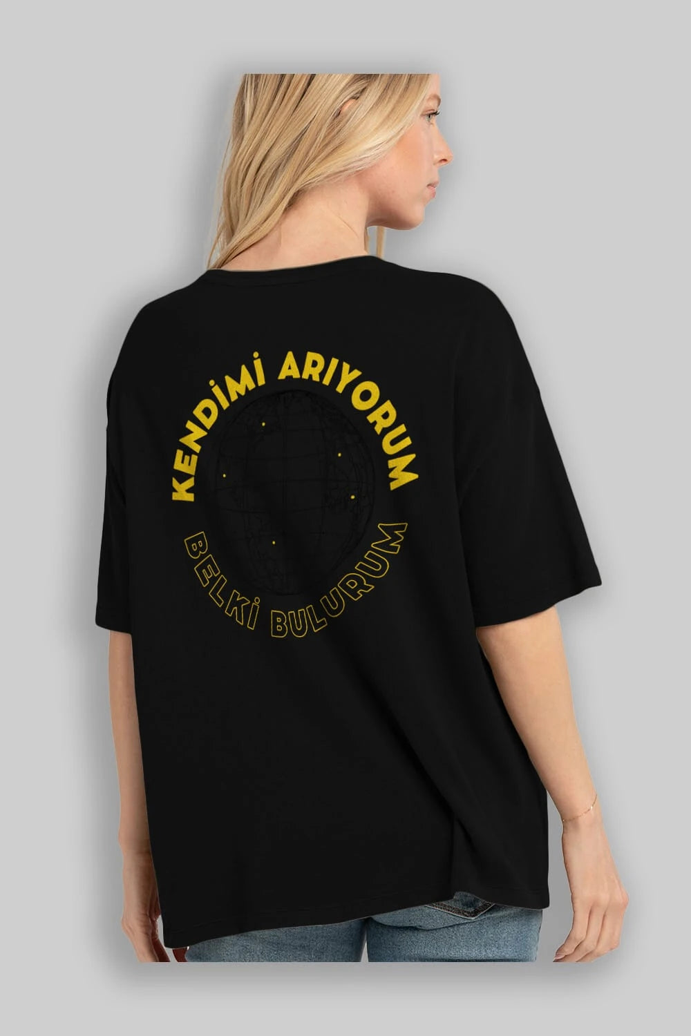 Kendimi Arıyorum Yazılı Arka Baskılı Oversize t-shirt Erkek Kadın Unisex