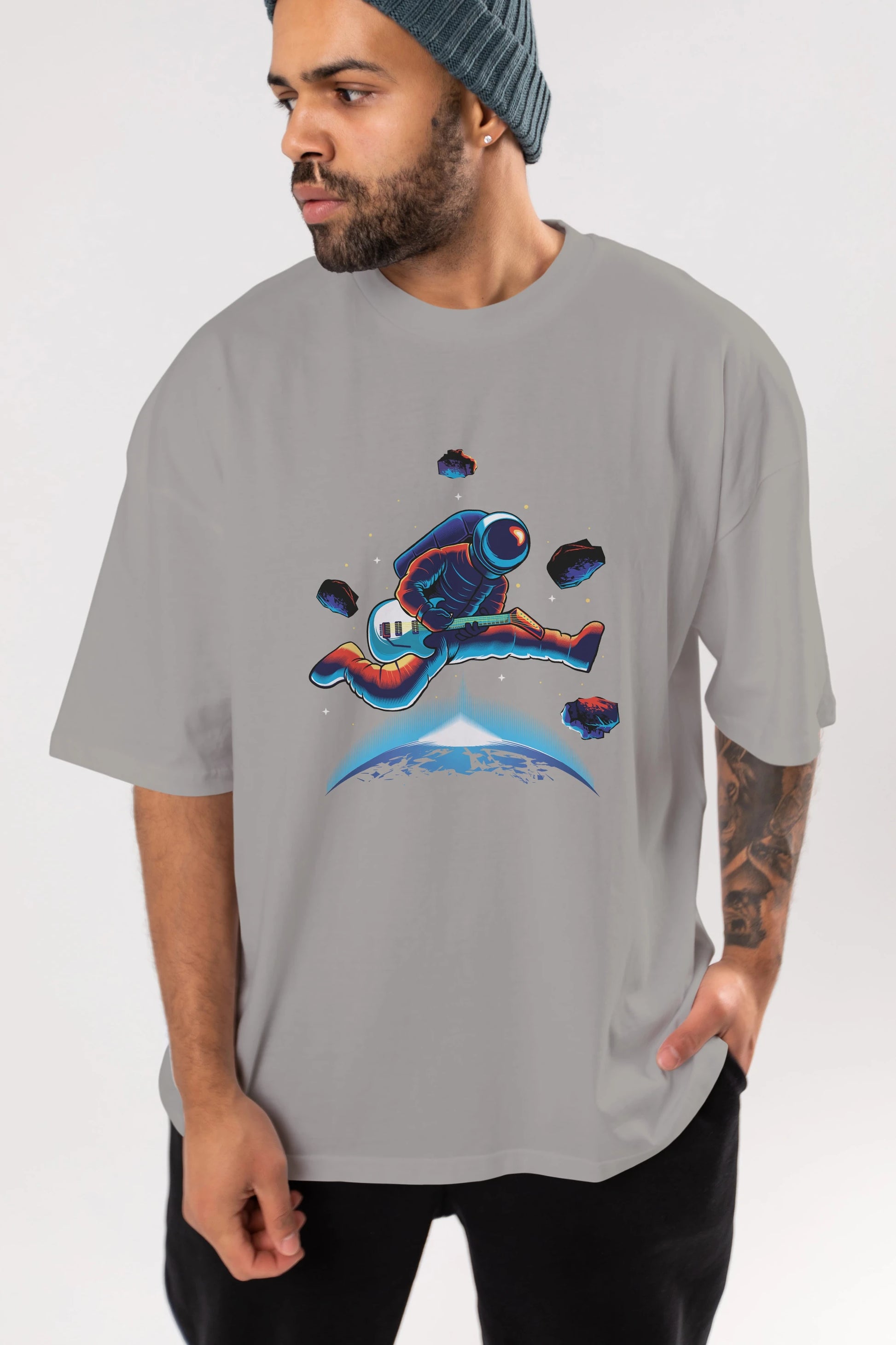 Astroguitar Ön Baskılı Oversize t-shirt Erkek Kadın Unisex