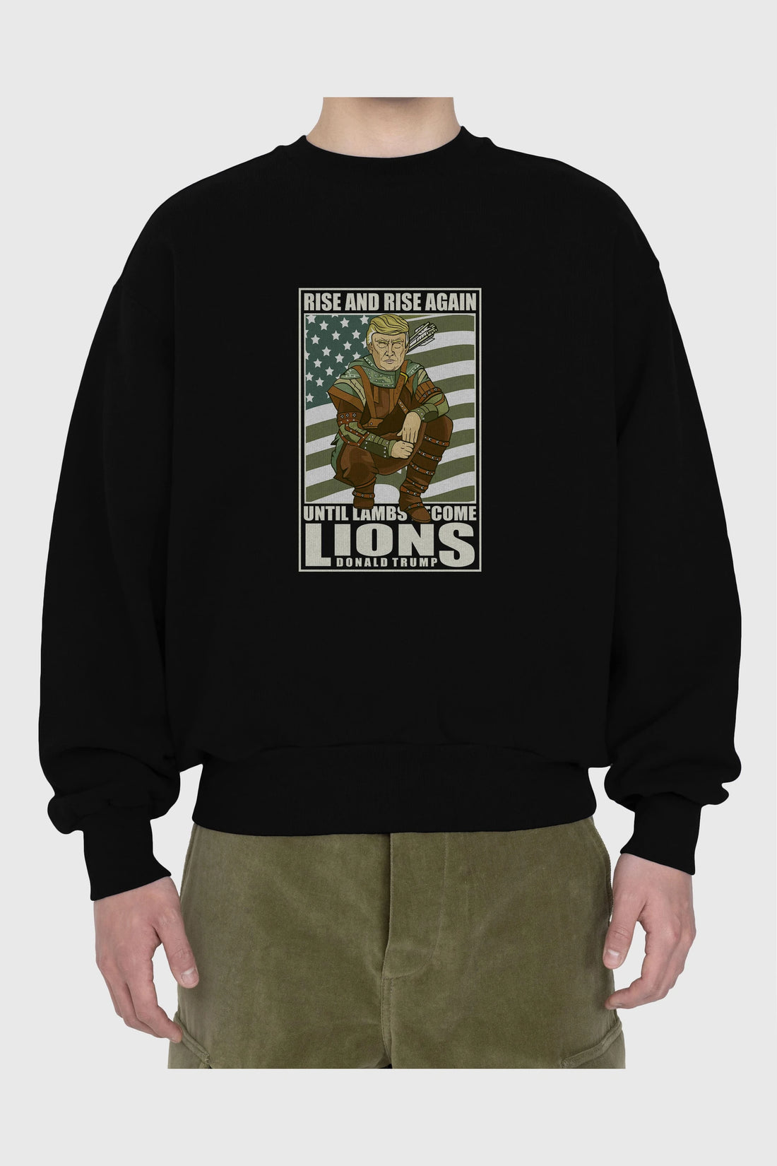 Robin Hood Trump Ön Baskılı Oversize Sweatshirt Erkek Kadın Unisex