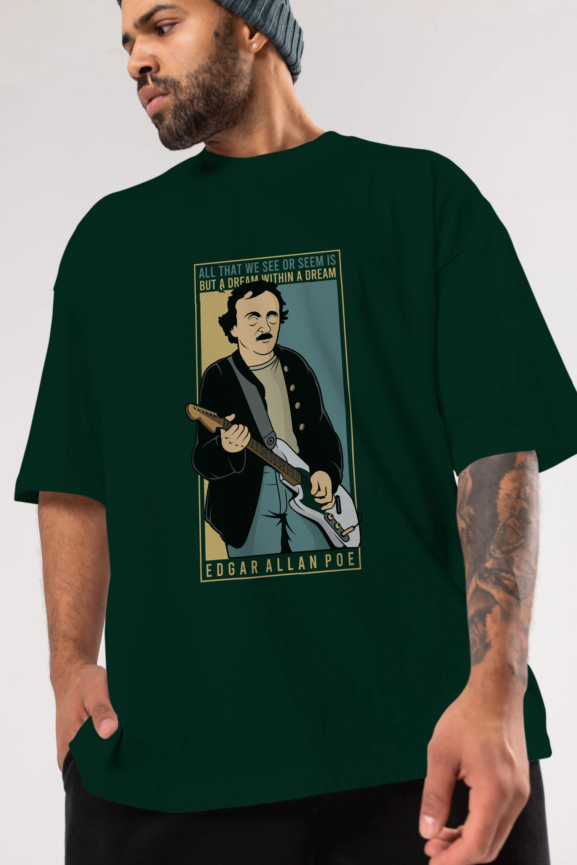Edgar Alan Cobain Ön Baskılı Oversize t-shirt Erkek Kadın Unisex %100 Pamuk tişort