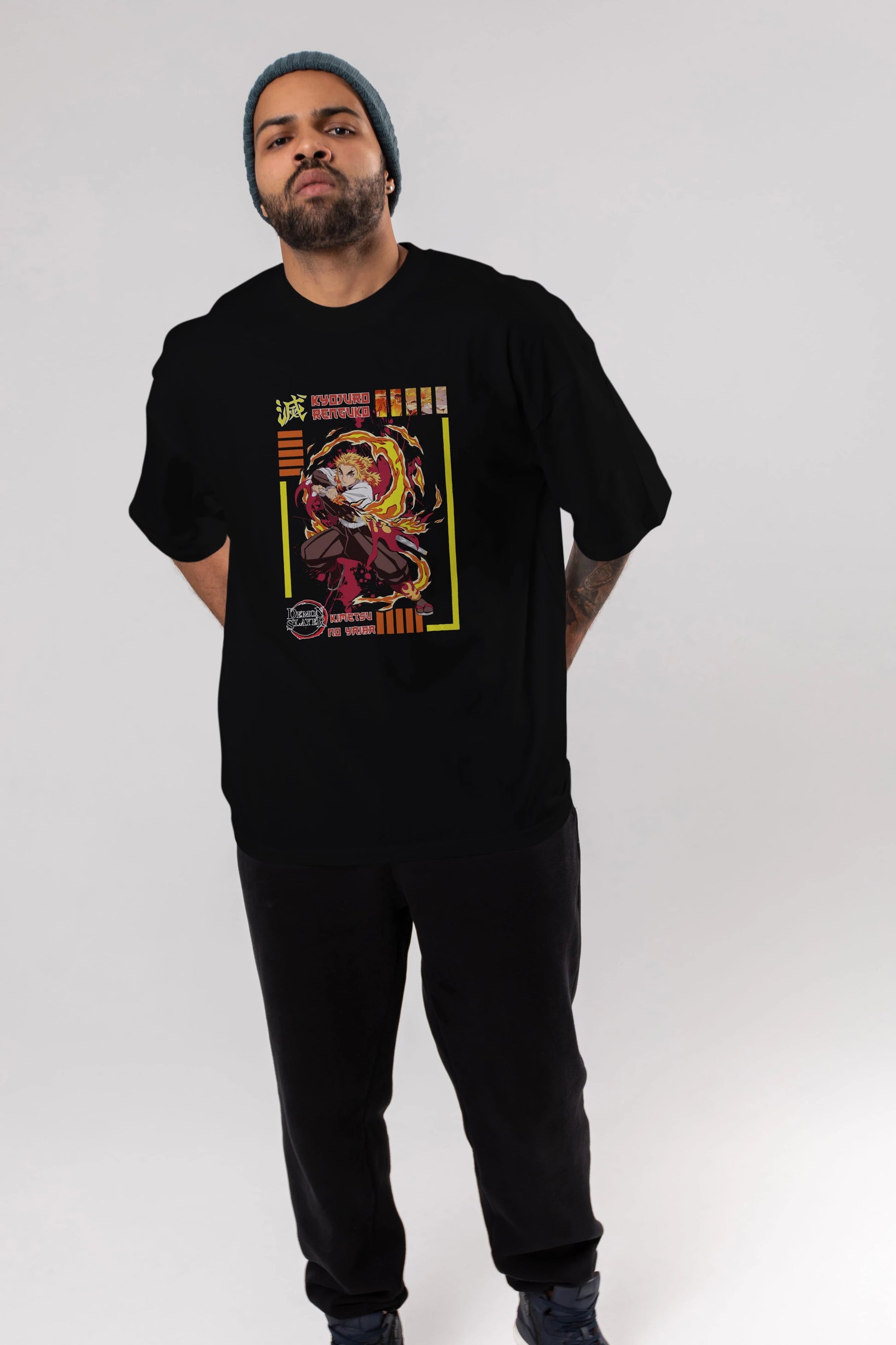 KYOJURO RENGOKU Anime Ön Baskılı Oversize t-shirt %100 pamuk Erkek Kadın Unisex
