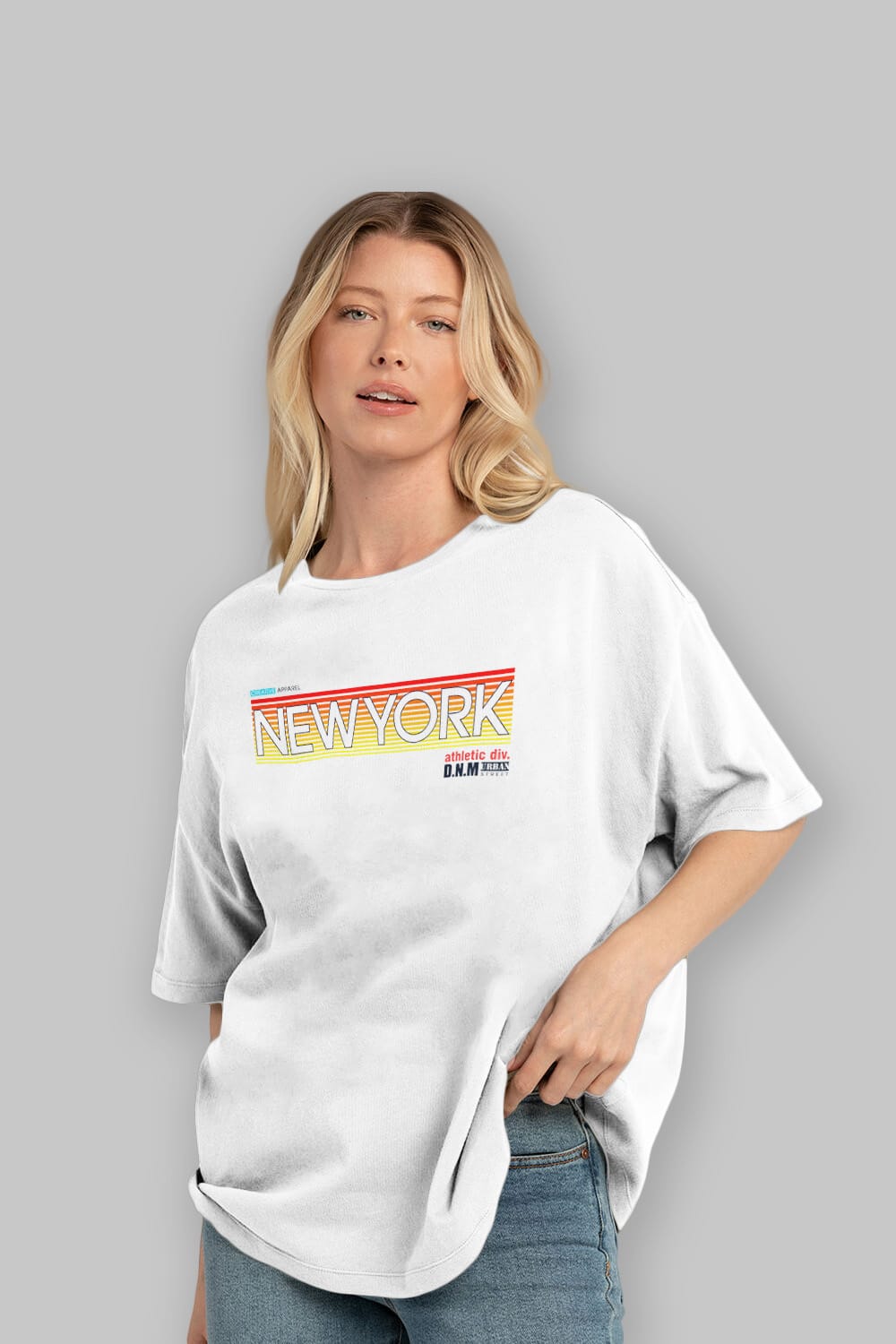 New York Denim Ön Baskılı Oversize t-shirt Erkek Kadın Unisex