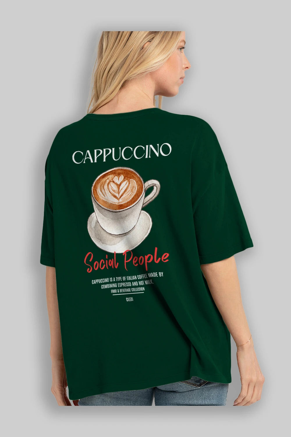 Cappuccino Kokteyl Serisi Baskılı Oversize t-shirt Erkek Kadın Unisex %100 Pamuk Bisiklet Yaka tişort
