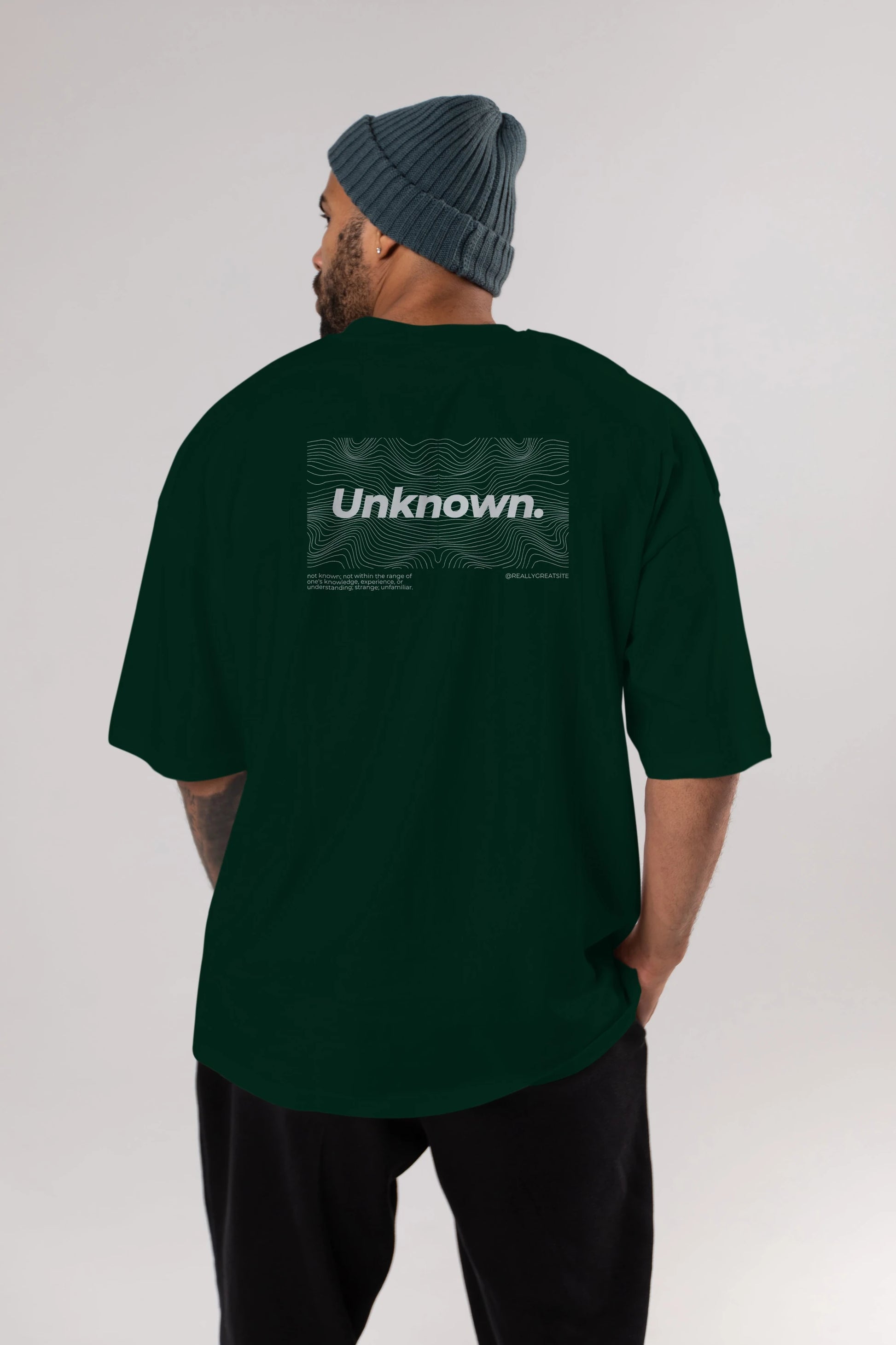 Unknown Yazılı Arka Baskılı Oversize t-shirt Erkek Kadın Unisex