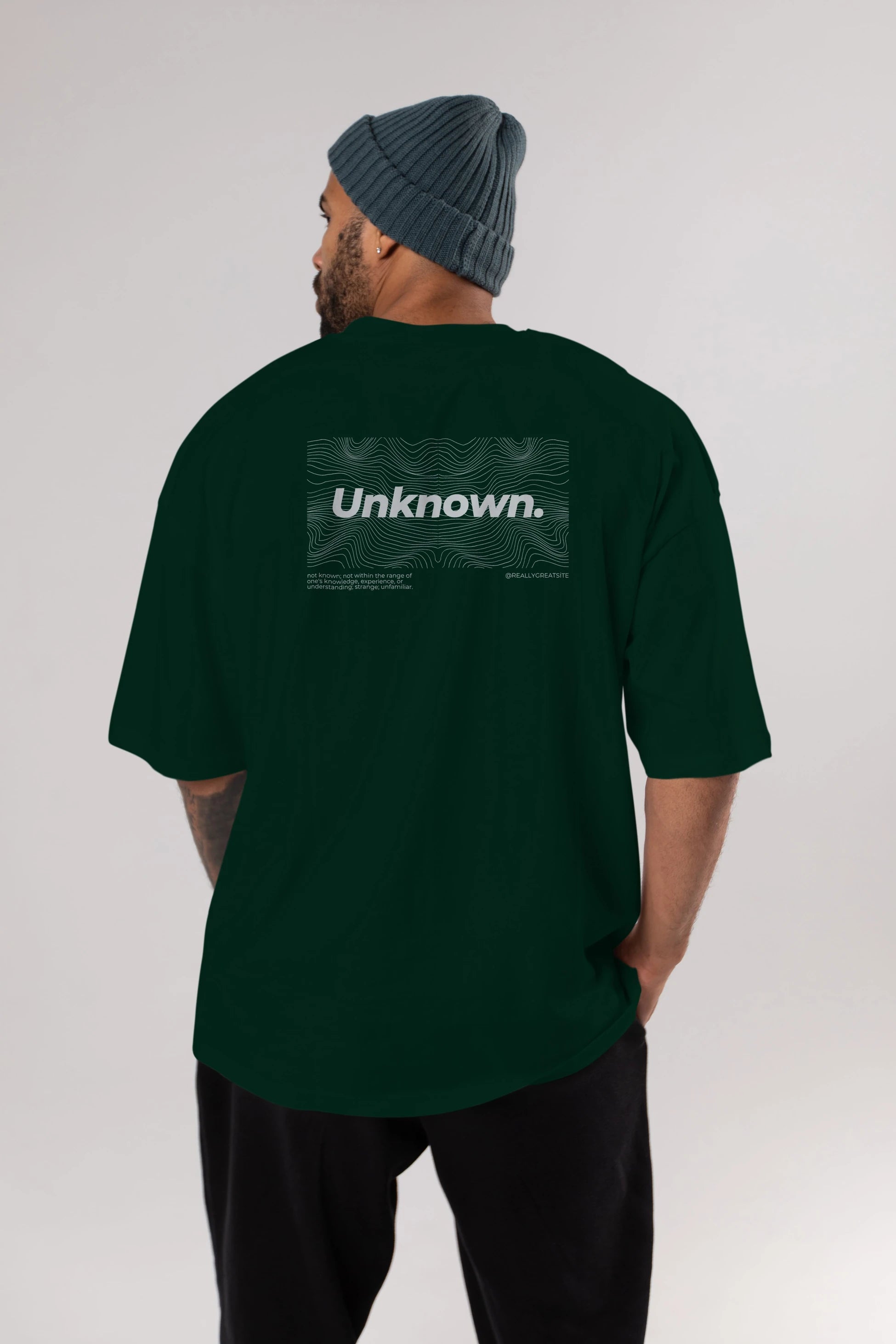 Unknown Yazılı Arka Baskılı Oversize t-shirt Erkek Kadın Unisex