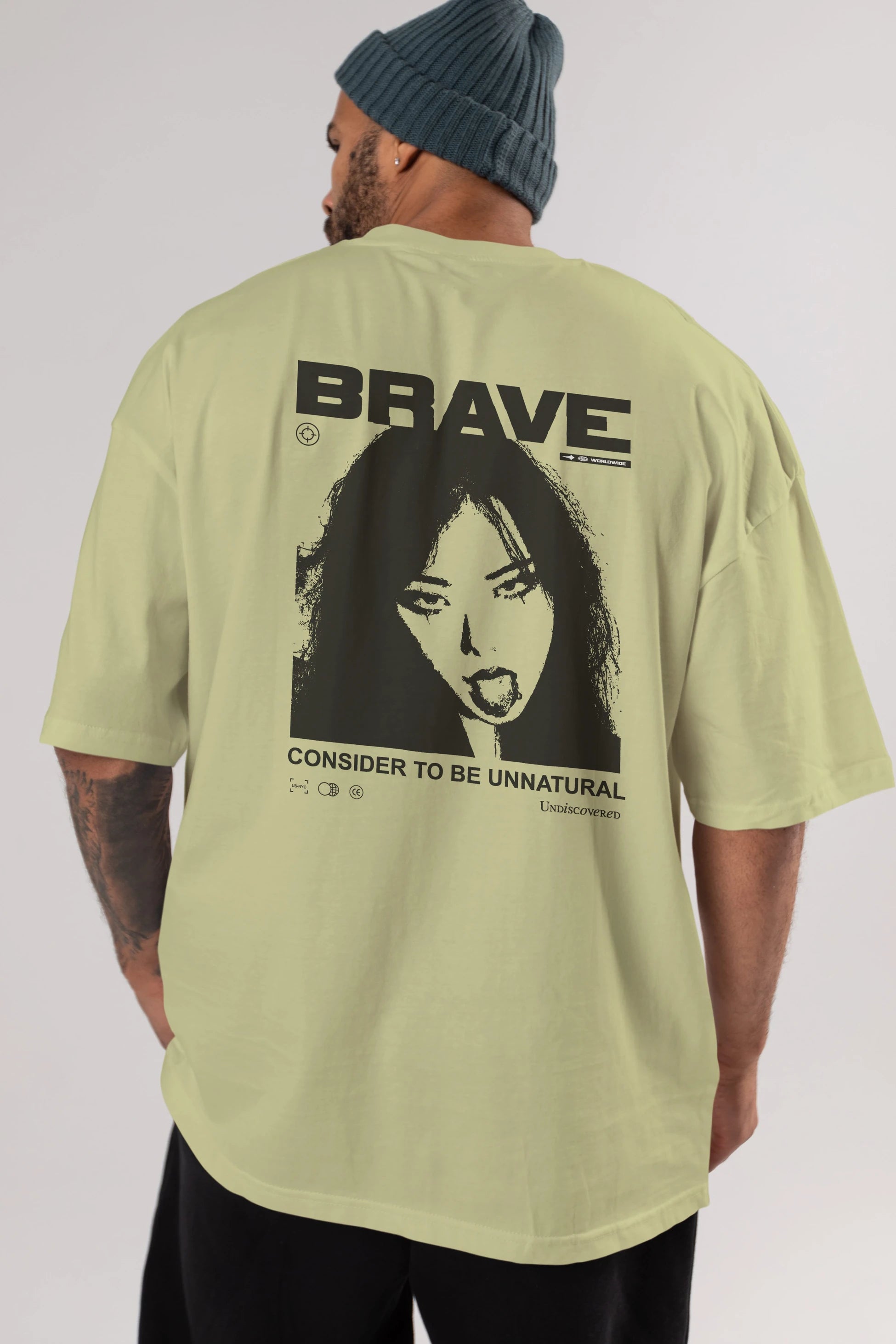 Brave Arka Baskılı Oversize t-shirt Erkek Kadın Unisex