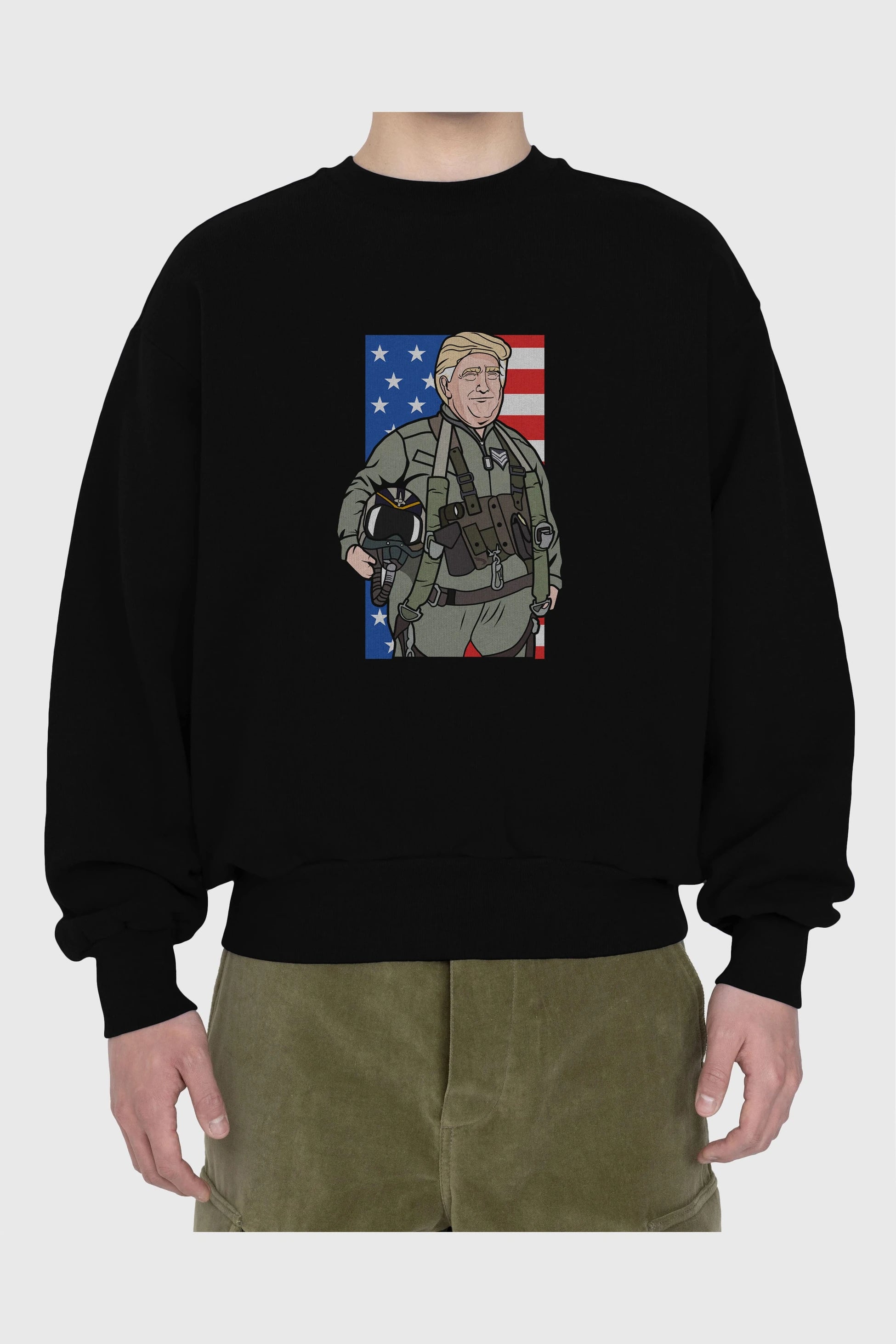 Trump Jetplane Pilot Ön Baskılı Oversize Sweatshirt Erkek Kadın Unisex