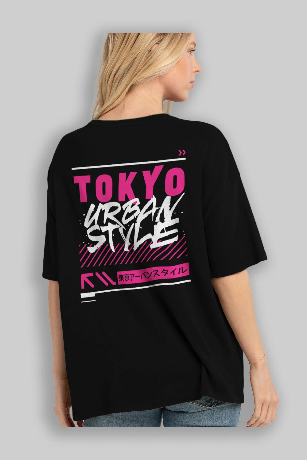 Tokyo Urban Style Arka Baskılı Oversize t-shirt Erkek Kadın Unisex
