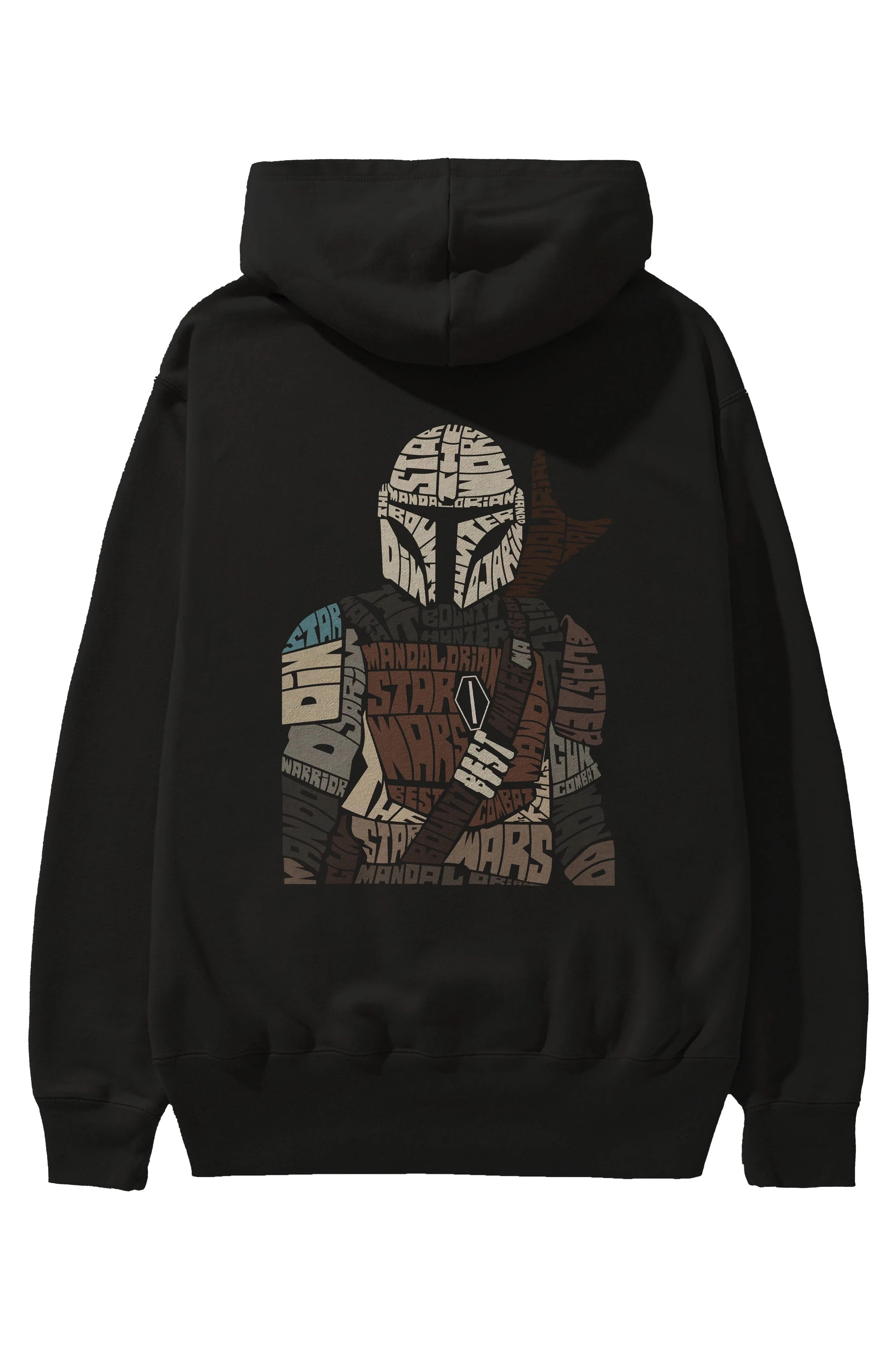Mandalorian Arka Baskılı Hoodie Oversize Kapüşonlu Sweatshirt Erkek Kadın Unisex