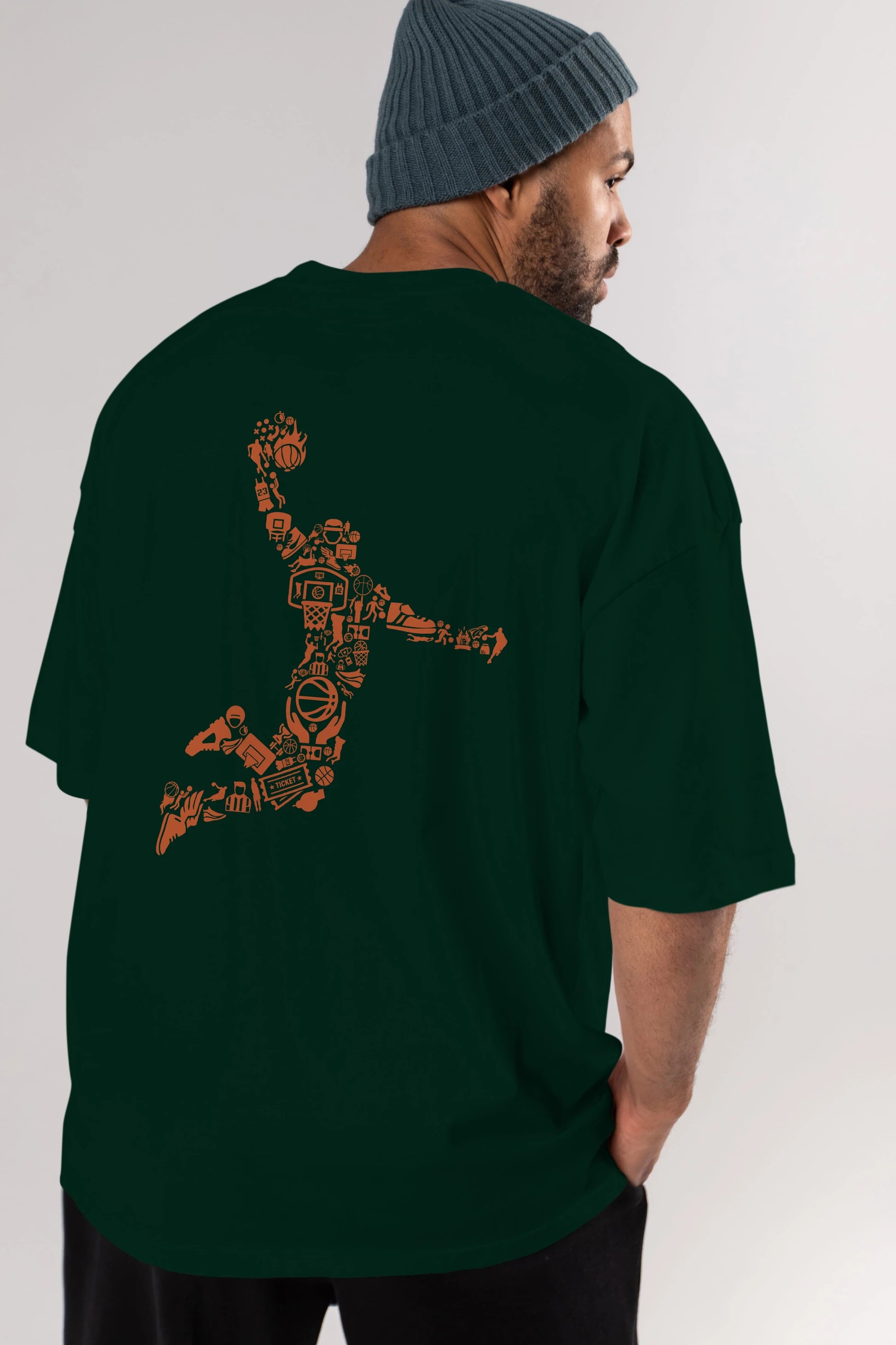 Basketball Player Arka Baskılı Oversize t-shirt %100 pamuk Erkek Kadın Unisex