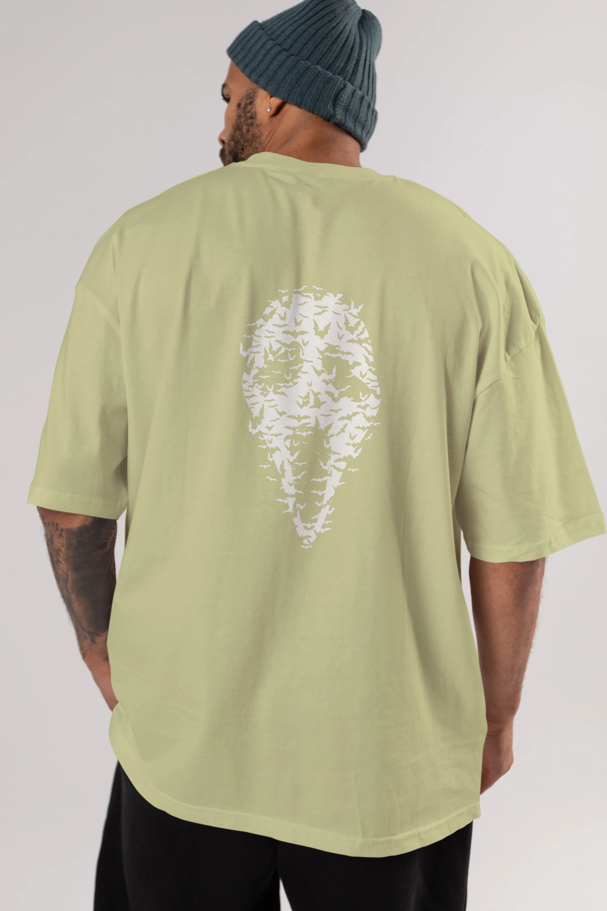 Ghost Face Bats Arka Baskılı Oversize t-shirt %100 pamuk Erkek Kadın Unisex