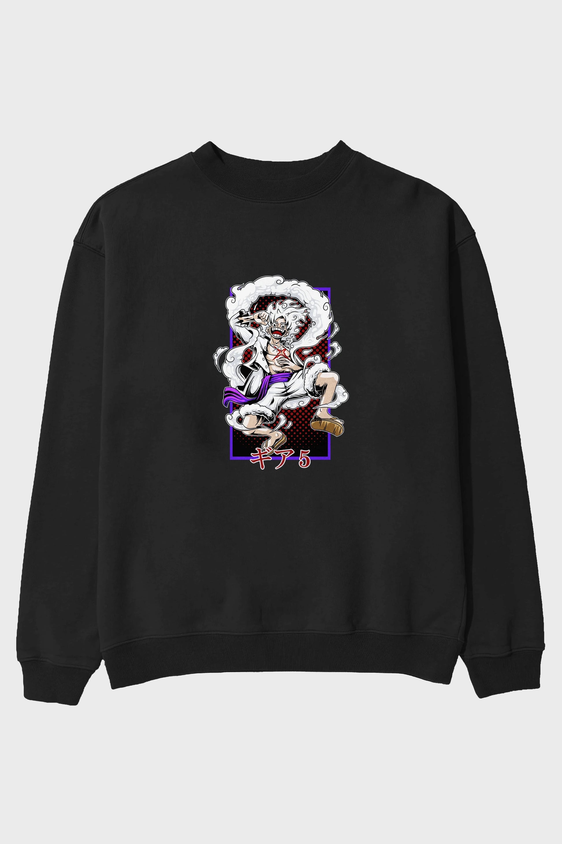 LUFFY GEAR 5 RECUADRO Anime Ön Baskılı Oversize Sweatshirt Erkek Kadın Unisex