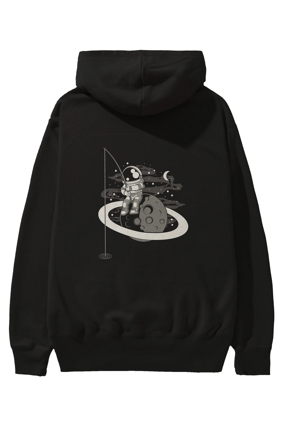 Astronaut  Fishing Arka Baskılı Hoodie Oversize Kapüşonlu Sweatshirt Erkek Kadın Unisex