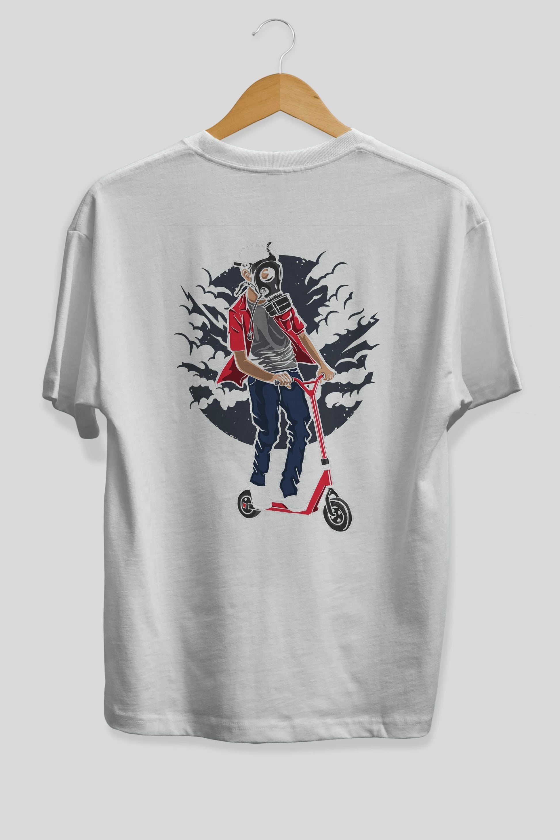 Gasmask Rider Arka Baskılı Oversize t-shirt Erkek Kadın Unisex %100 Pamuk