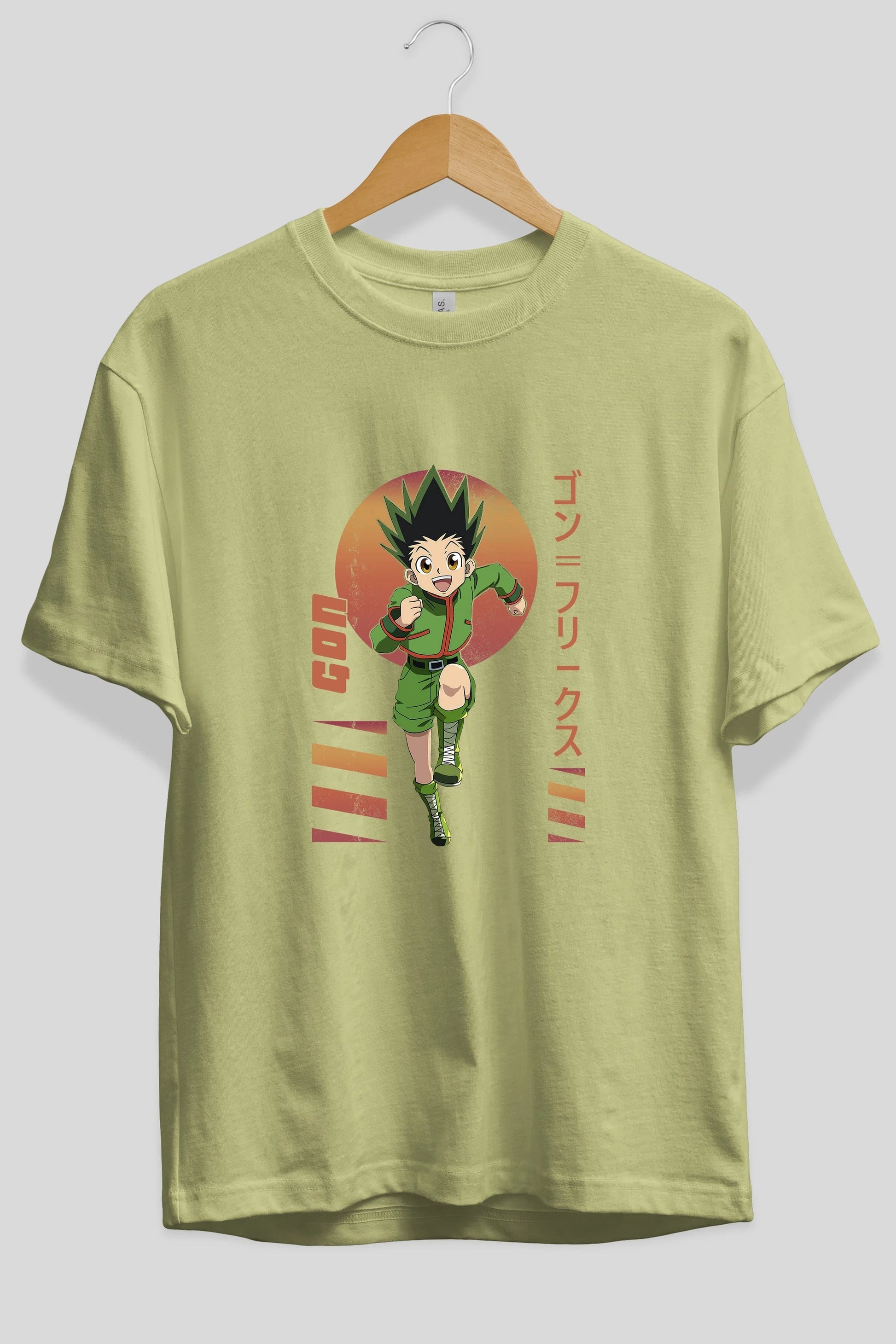 Gon Freecss HUNTER X HUNTER 2 Anime Ön Baskılı Oversize t-shirt %100 pamuk Erkek Kadın Unisex