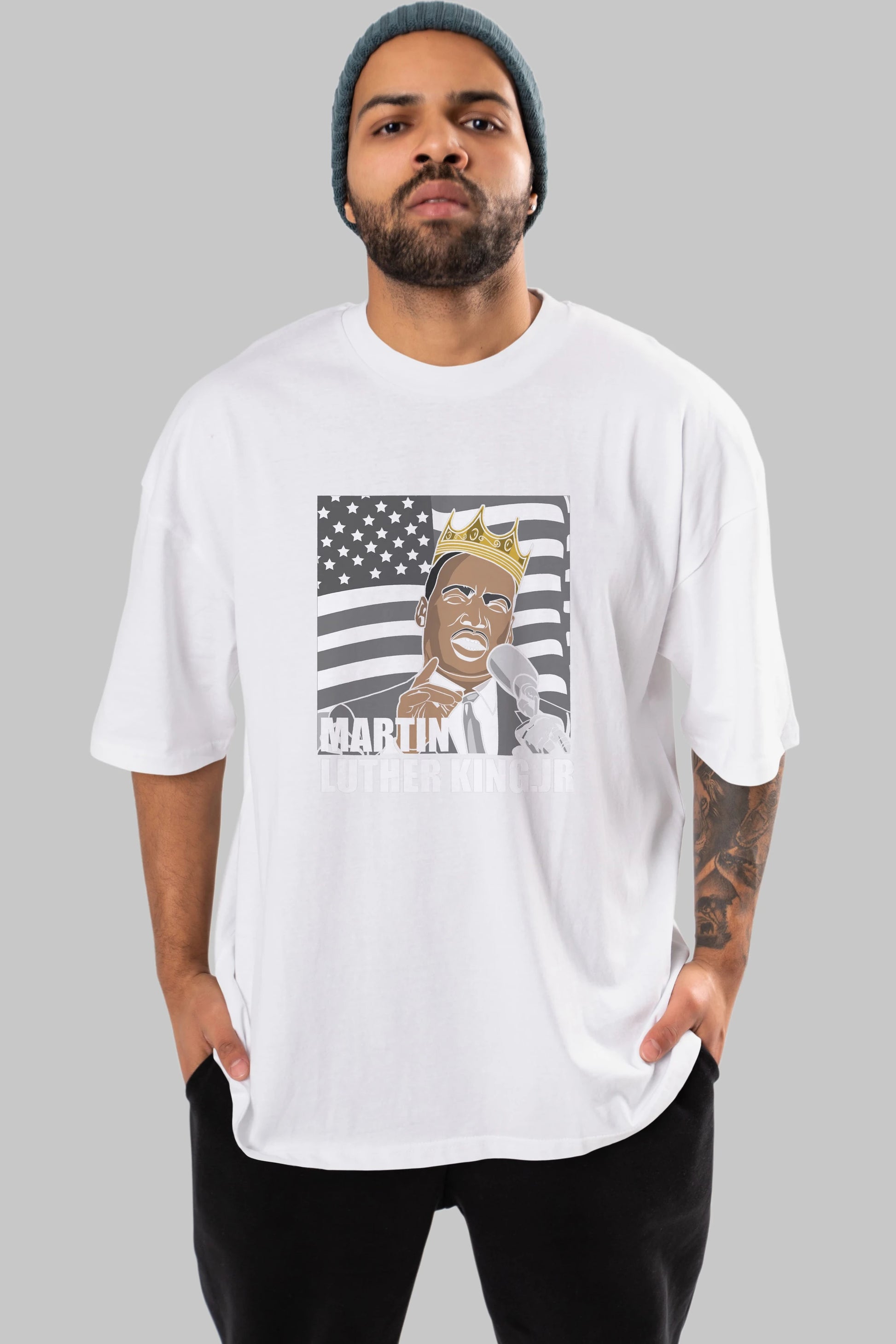 Luther King Ön Baskılı Oversize t-shirt Erkek Kadın Unisex %100 Pamuk tişort