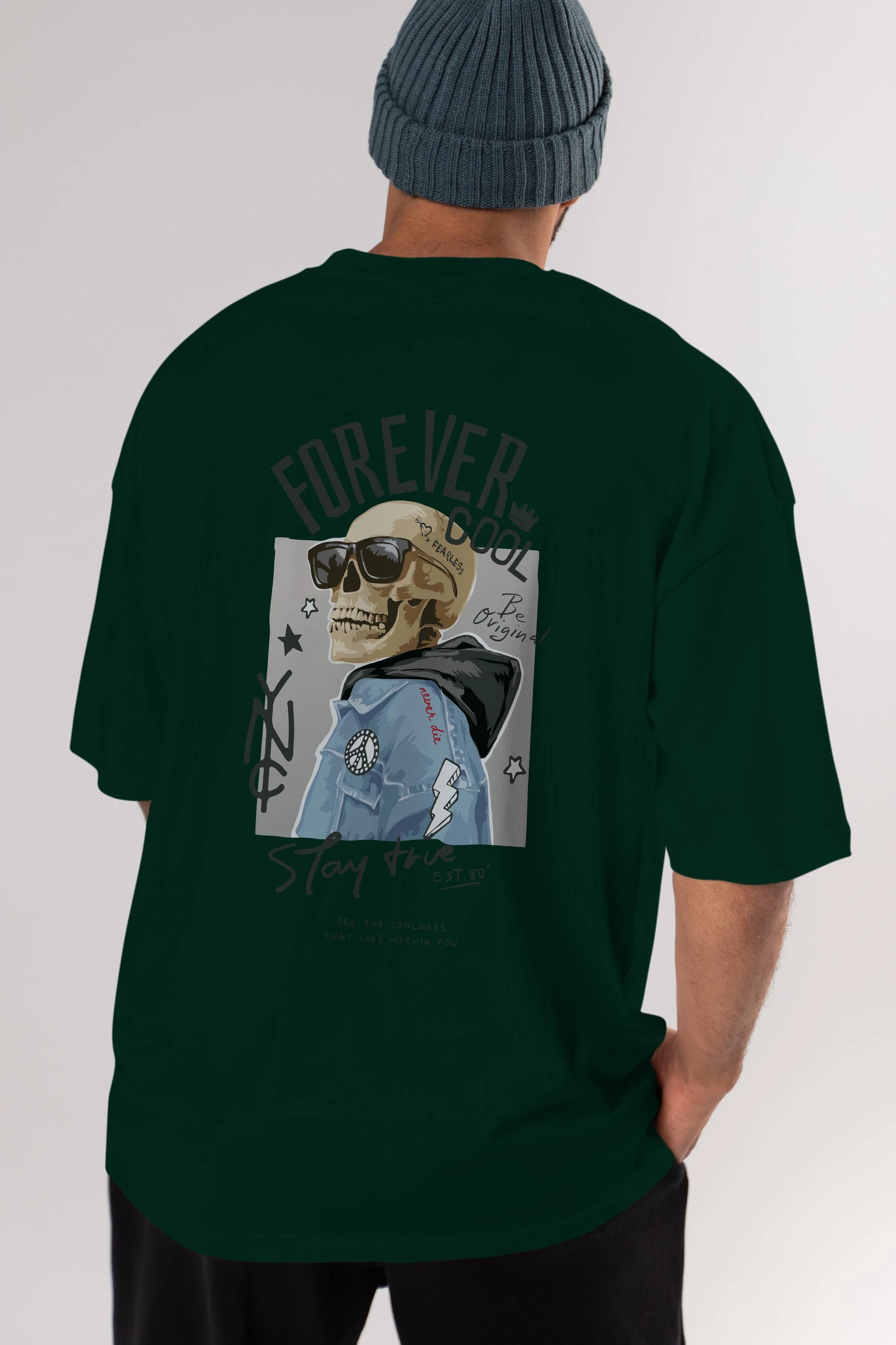 Teddy Bear Forever Cool Arka Baskılı Oversize t-shirt Erkek Kadın Unisex %100 Pamuk