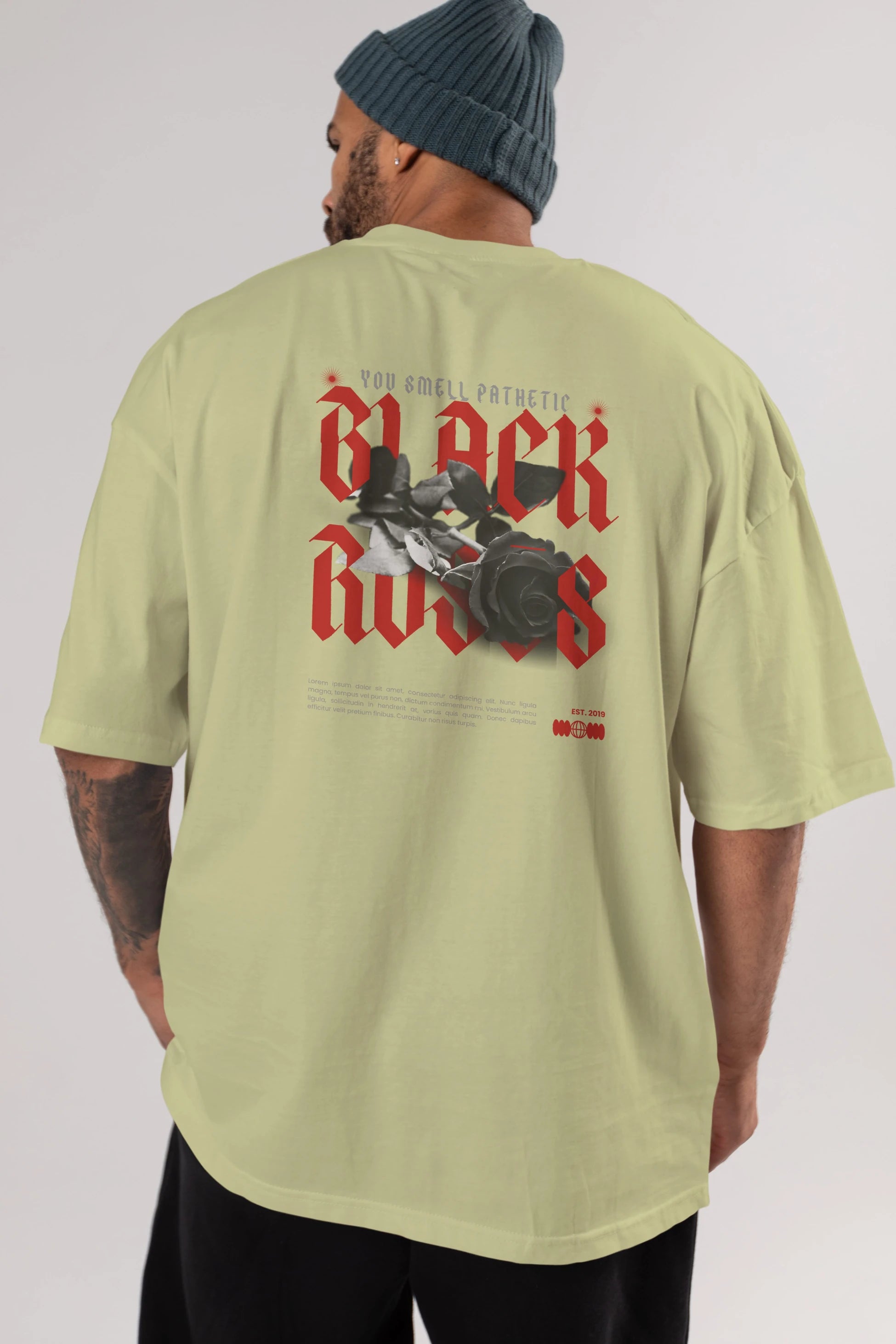 Black Roses Arka Baskılı Oversize t-shirt Erkek Kadın Unisex