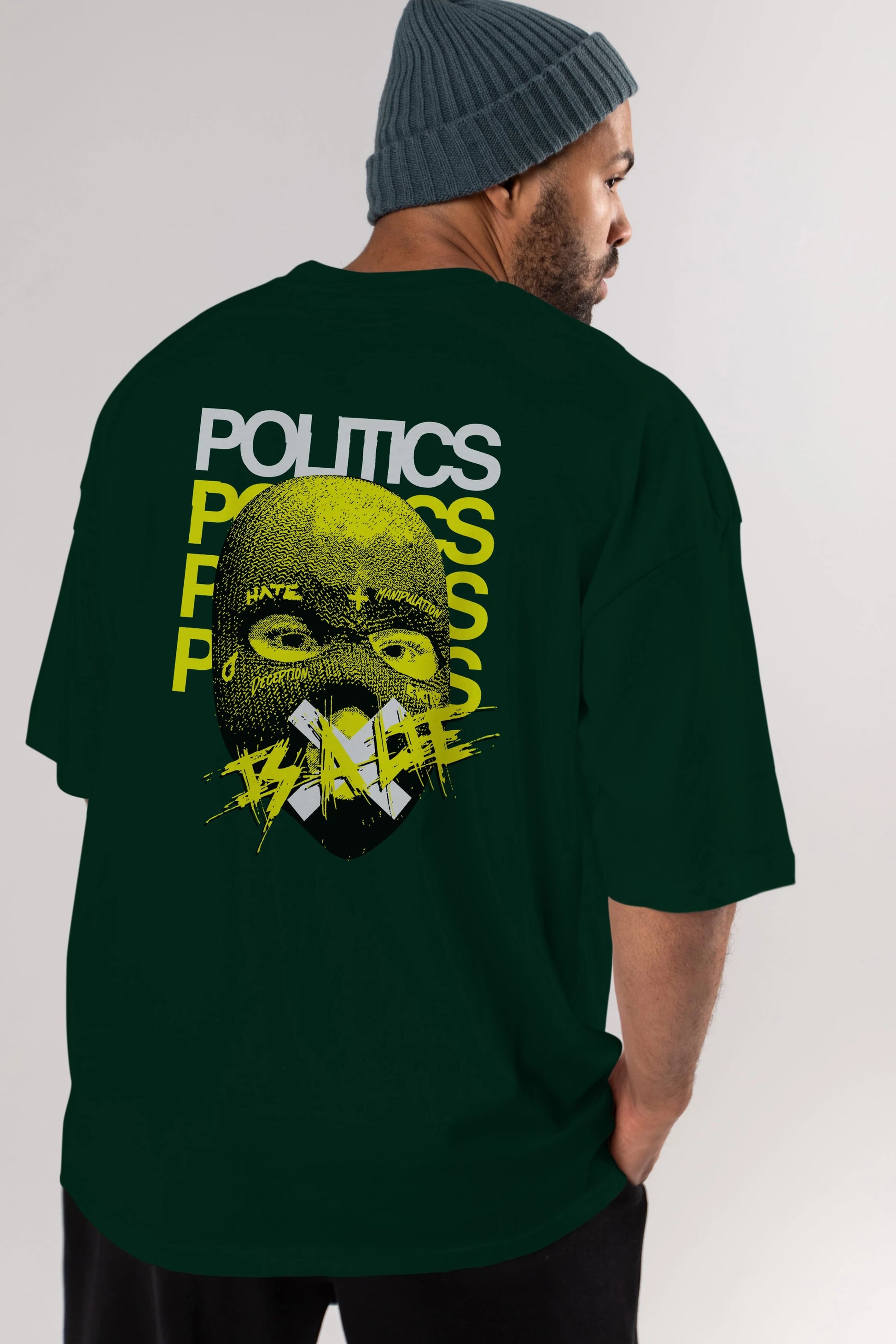 Politics is a Lie Arka Baskılı Oversize t-shirt Erkek Kadın Unisex